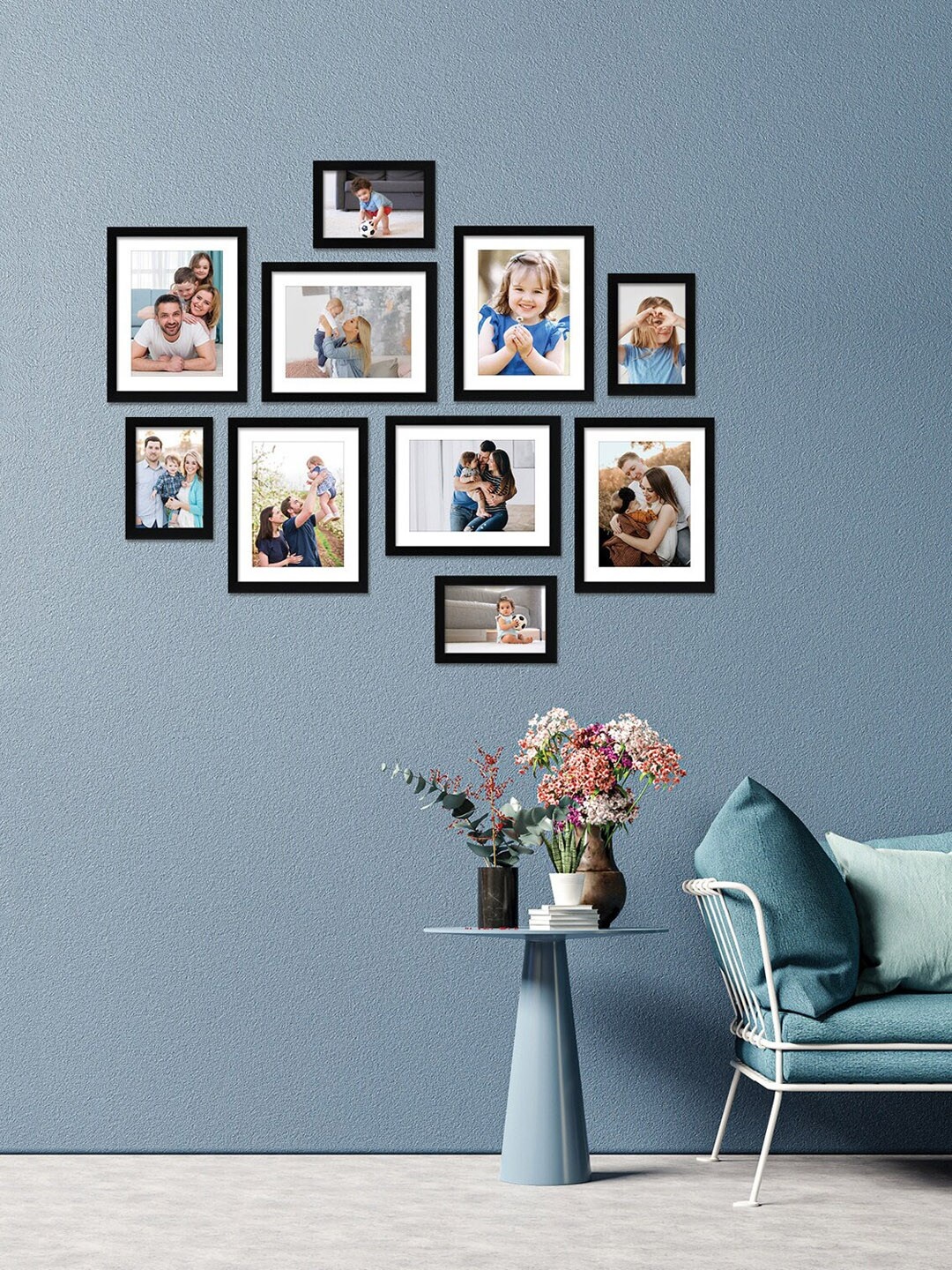 

RANDOM Set Of 10 Black Solid Individual Photo Frames