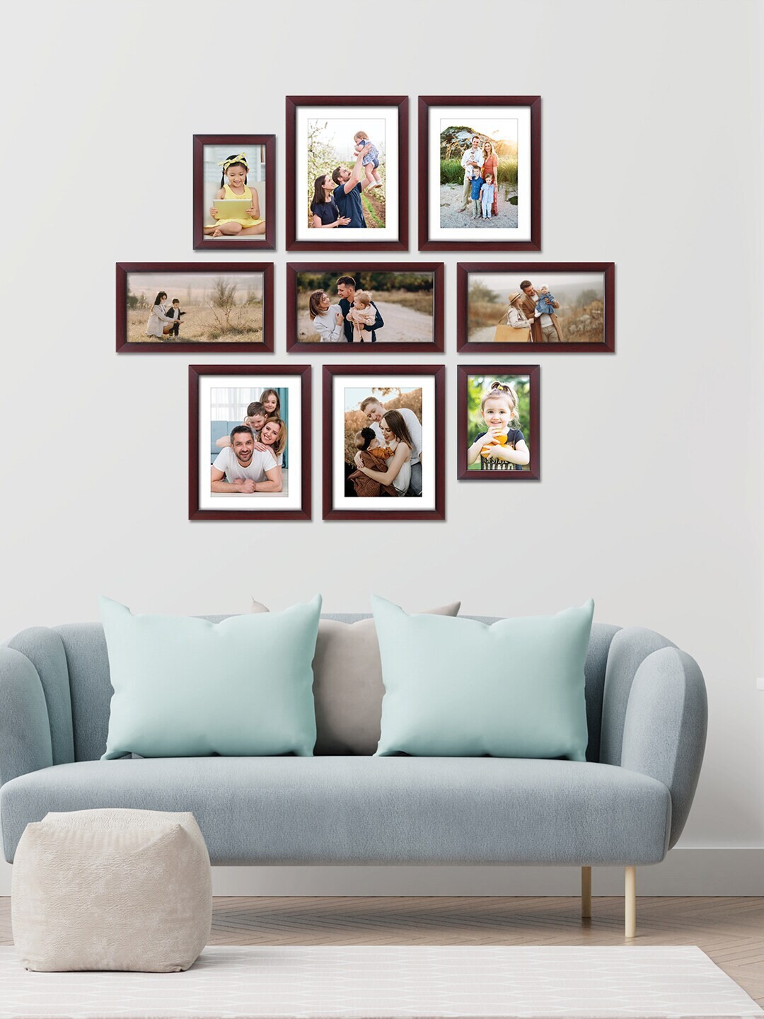 

RANDOM Set Of 9 Burgundy Solid Individual Wall Photo Frames