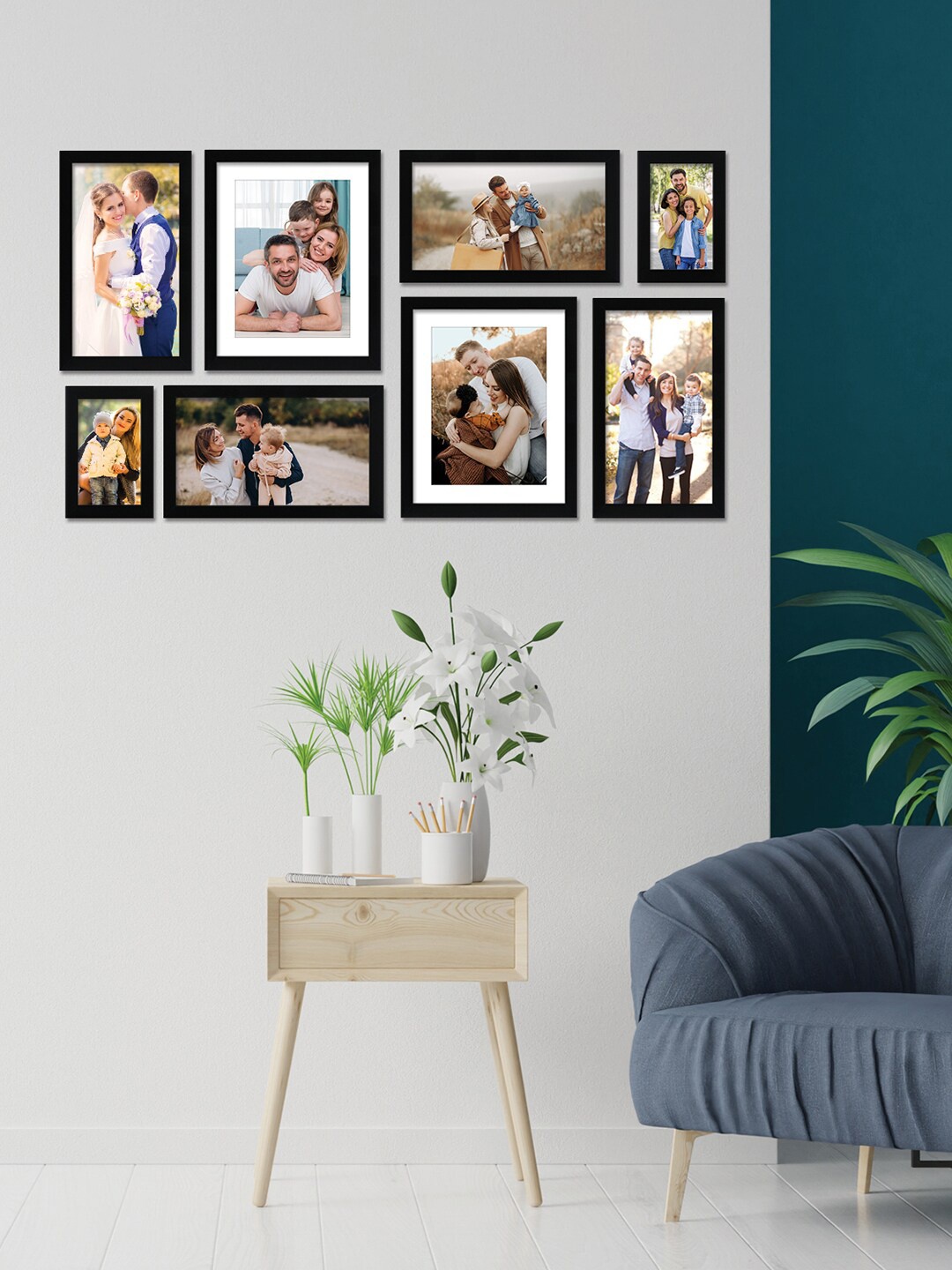 

RANDOM Set Of 8 Black Solid Individual Photo Frames