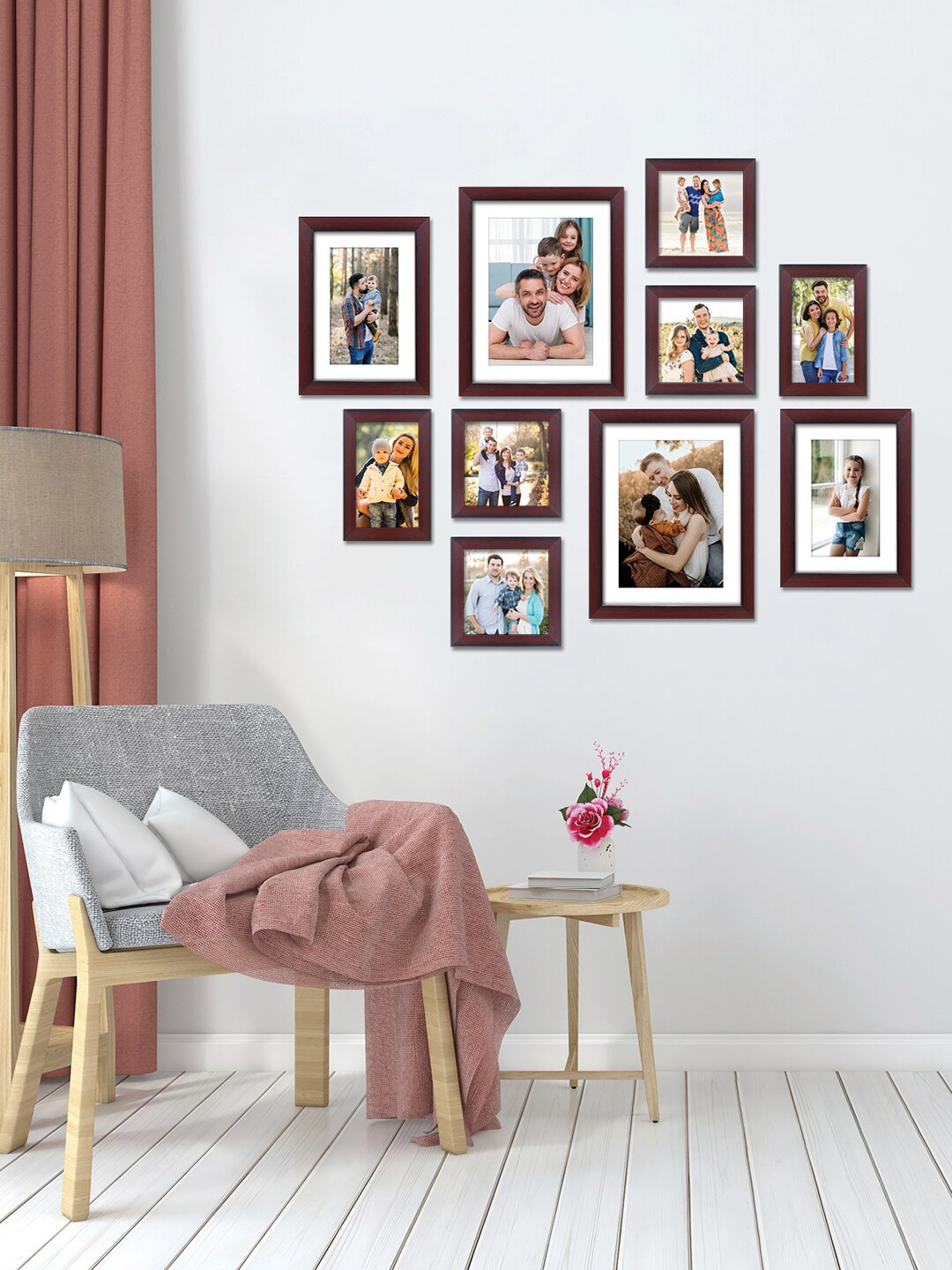 

RANDOM Set Of 10 Burgundy Solid Individual Wall Photo Frames