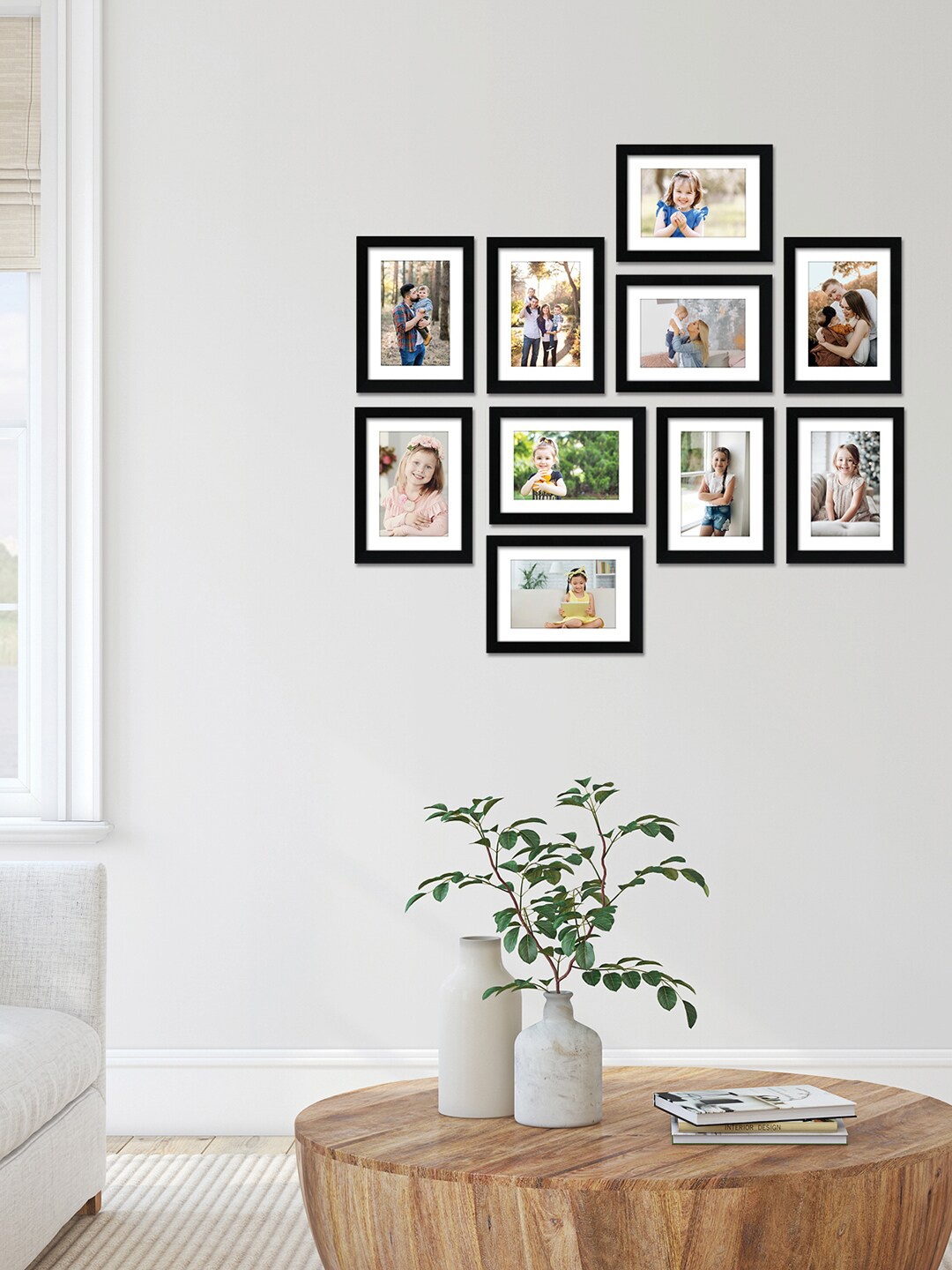 

RANDOM Set Of 10 Black Solid Individual Wall Photo Frames