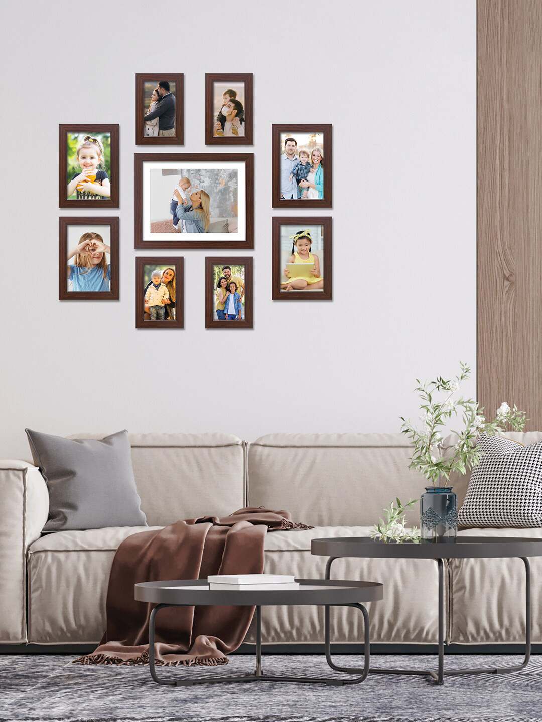 

RANDOM Set Of 9 Burgundy Solid Individual Wall Photo Frames