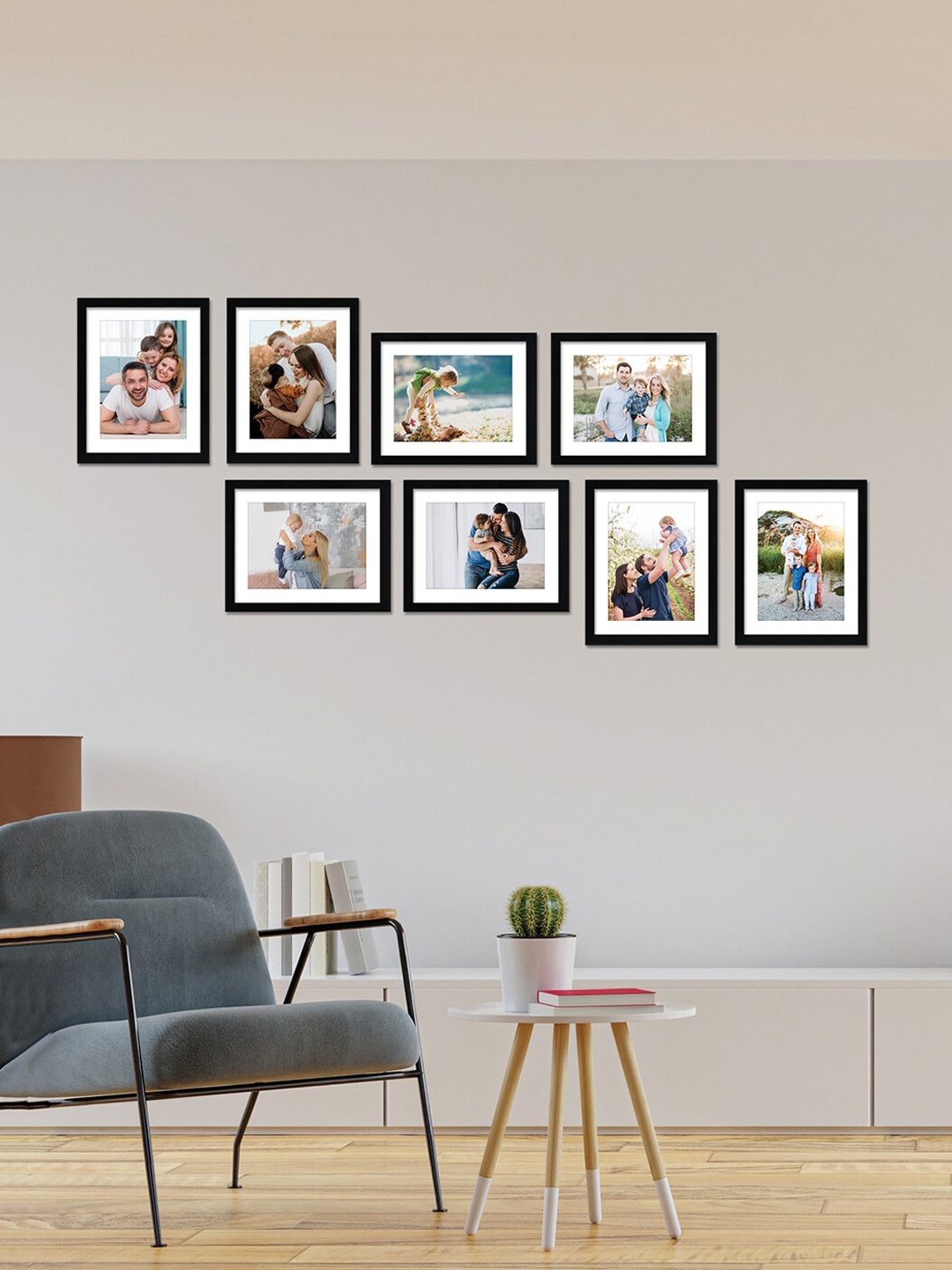 

RANDOM Set Of 8 Black Solid Individual Photo Frames