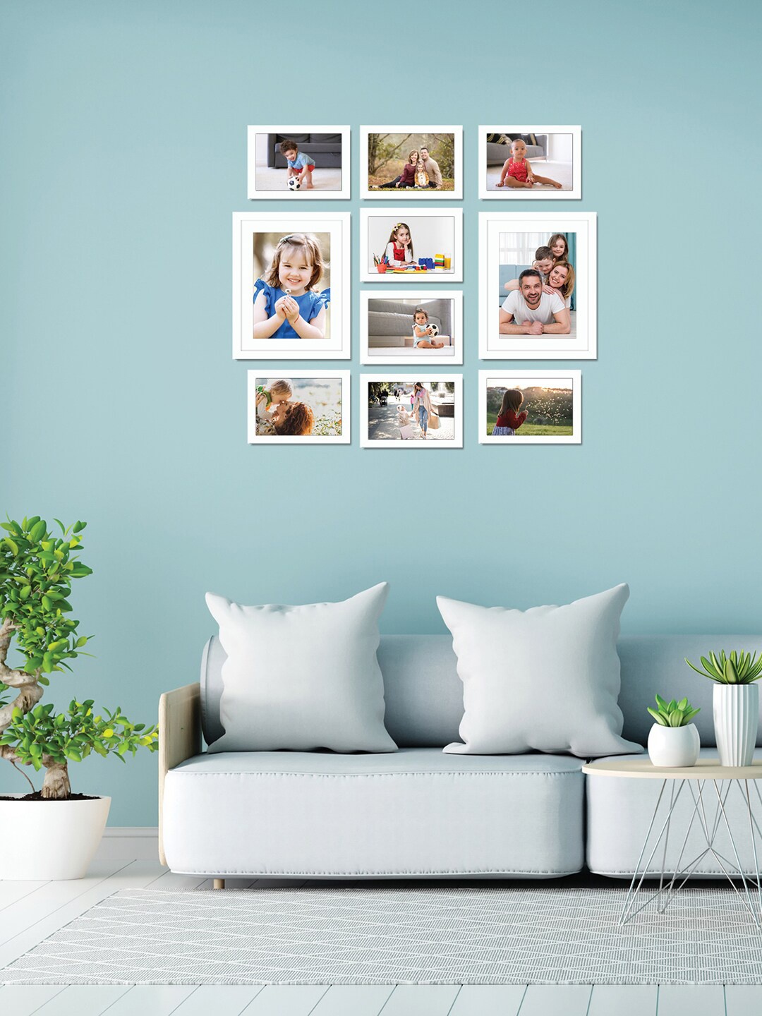 

RANDOM Set Of 10 White Solid Individual Wall Photo Frames
