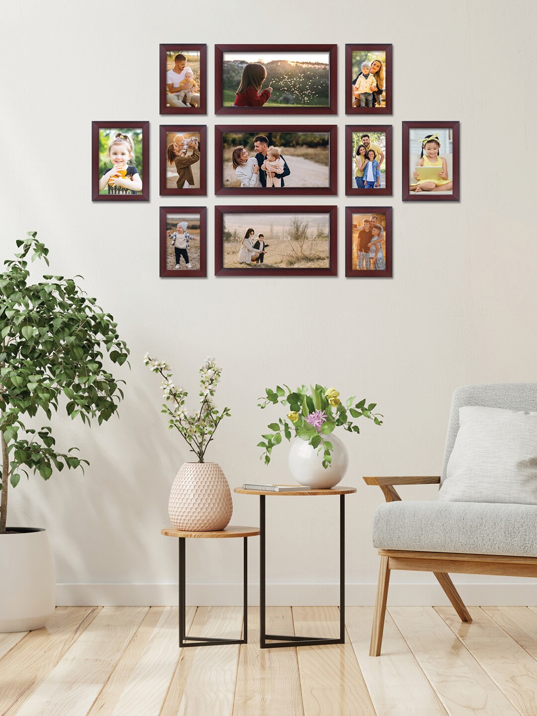 

RANDOM Set Of 11 Burgundy Solid Individual Wall Photo Frames
