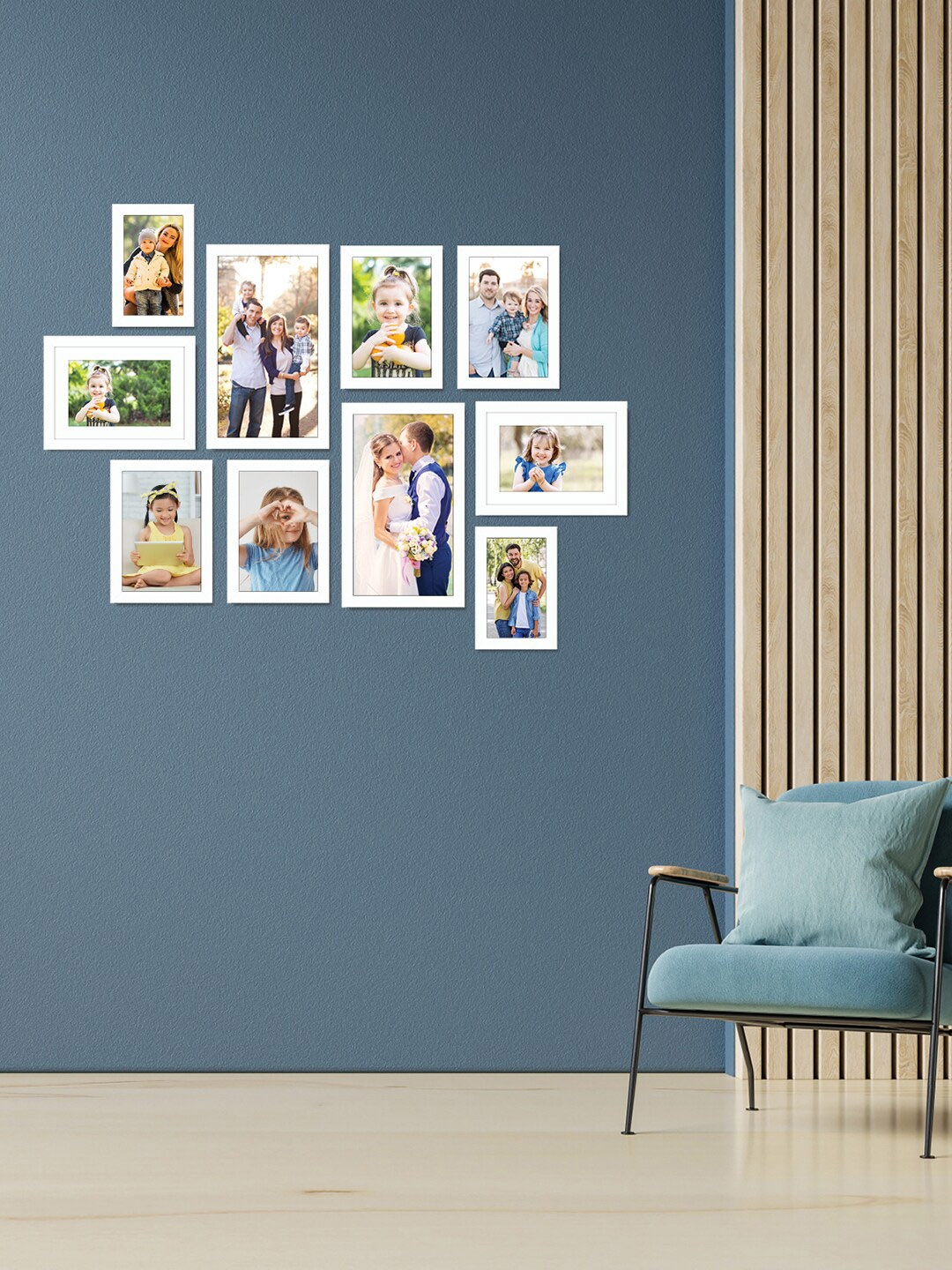 

RANDOM Set Of 10 White Solid Individual Wall Photo Frames