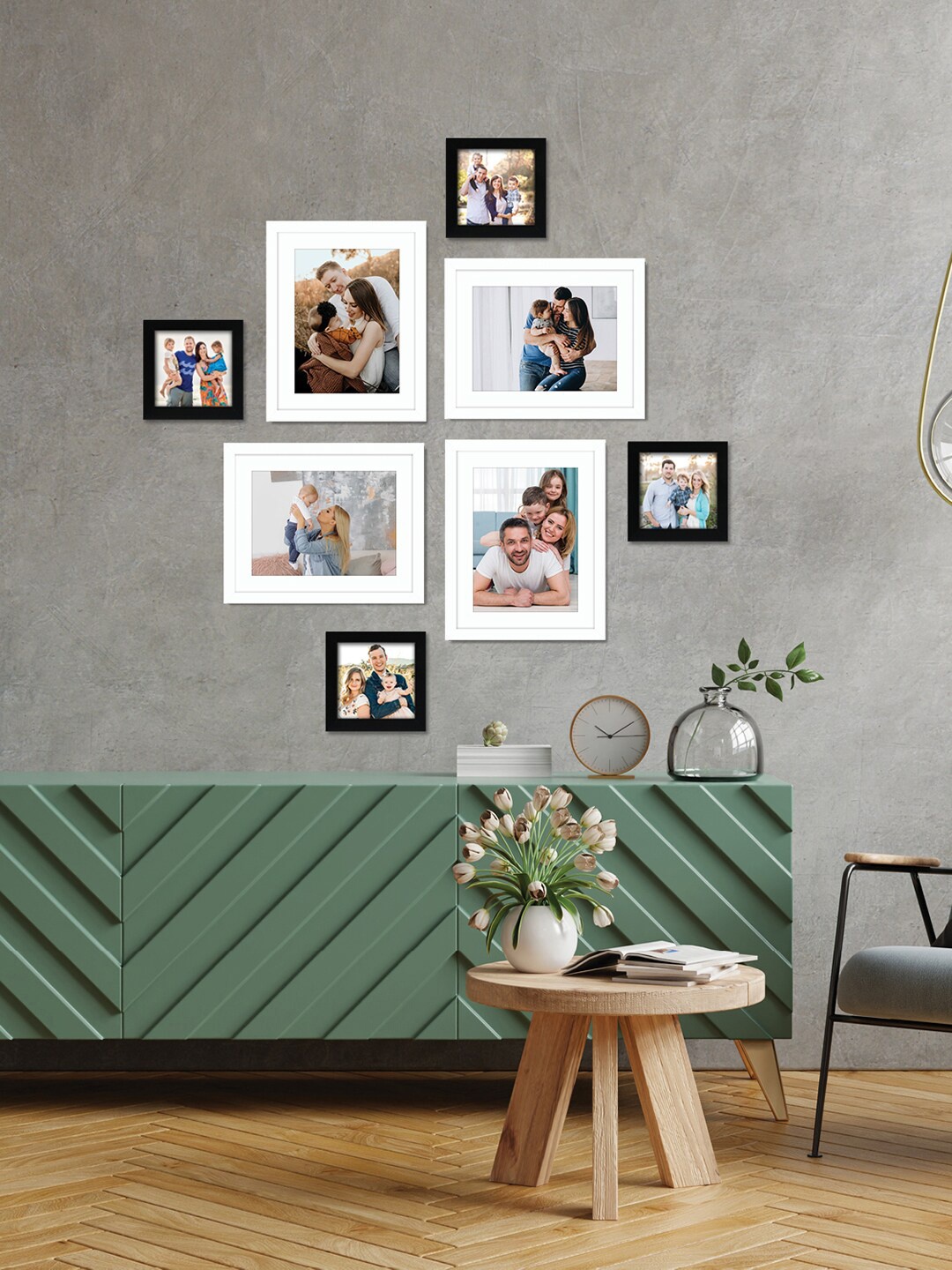 

RANDOM Set Of 8 Black & White Solid Individual Wall Photo Frames