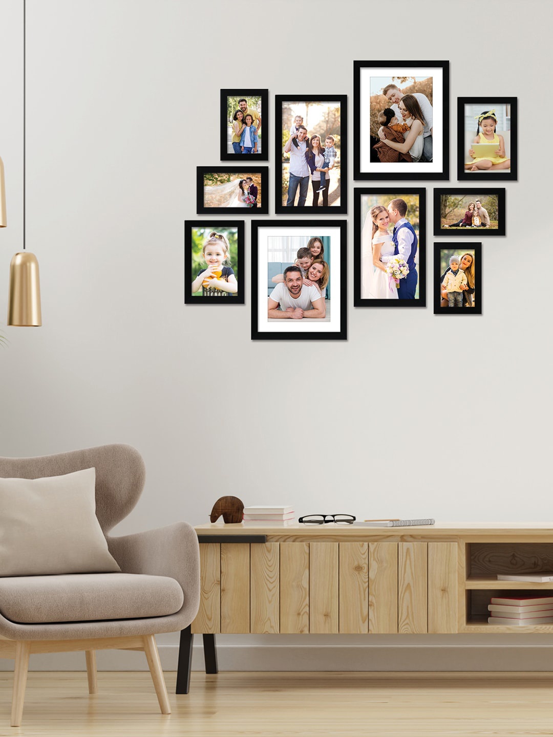 

RANDOM Set Of 10 Black Solid Individual Wall Photo Frames