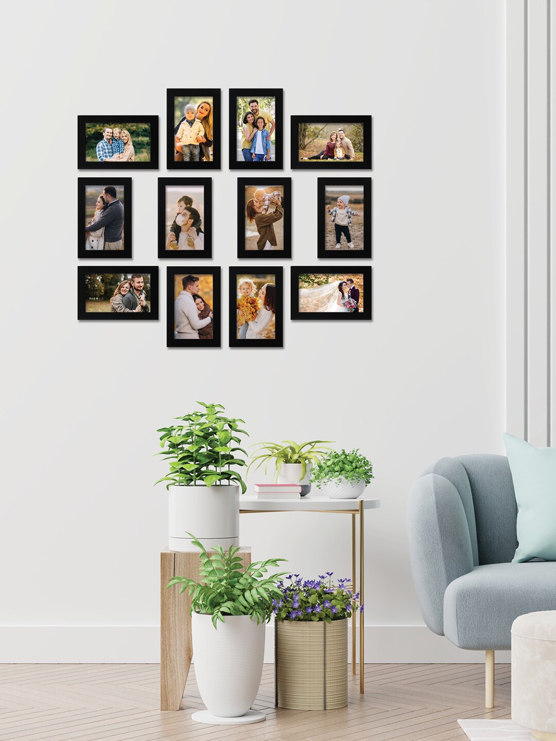 

RANDOM Set Of 12 Black Solid Individual Wall Photo Frames