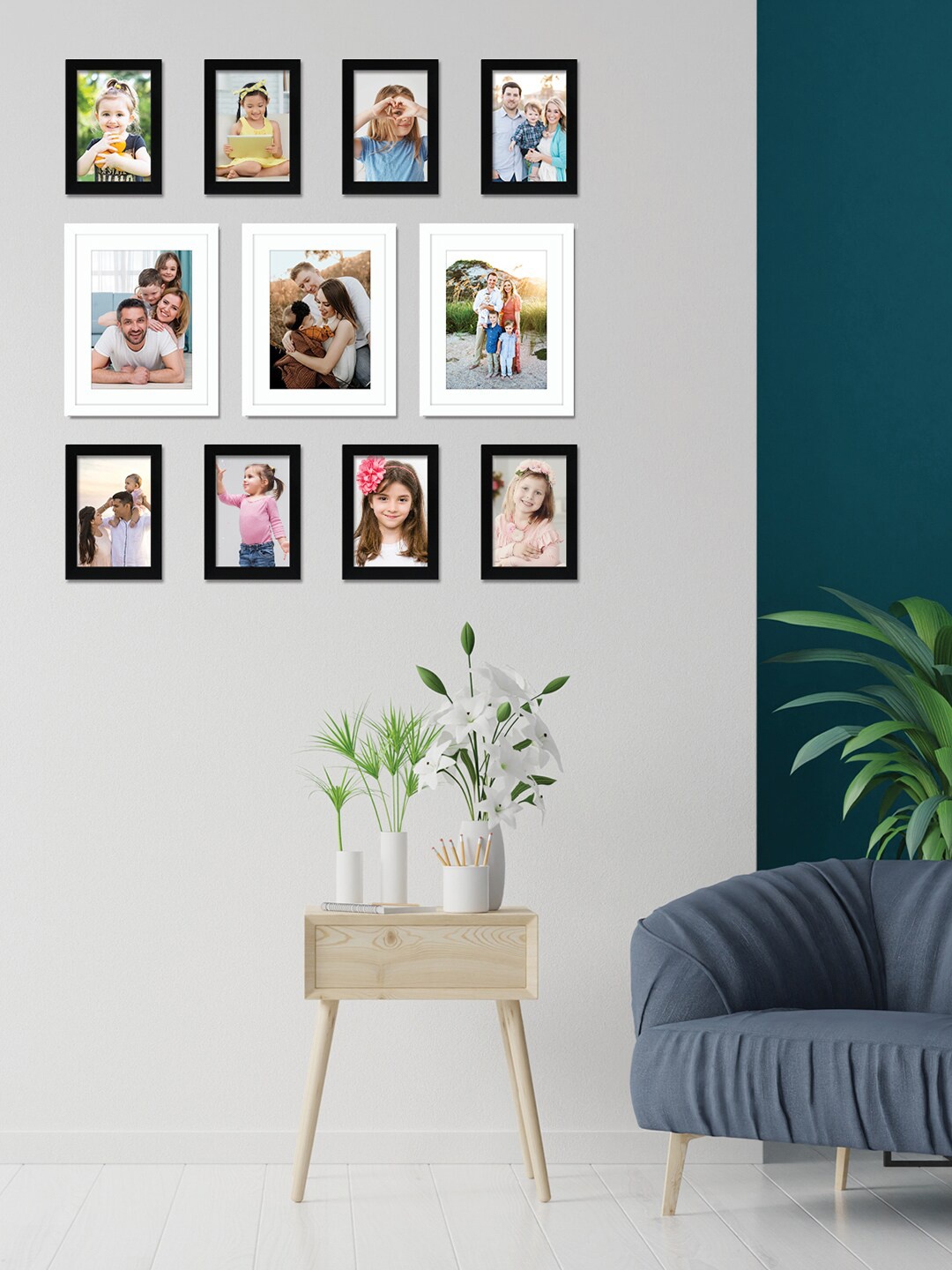 

RANDOM Set of 11 Black Individual Photo Frames