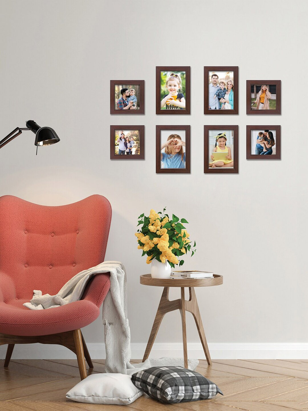 

RANDOM Set Of 8 Burgundy Solid Individual Wall Photo Frames