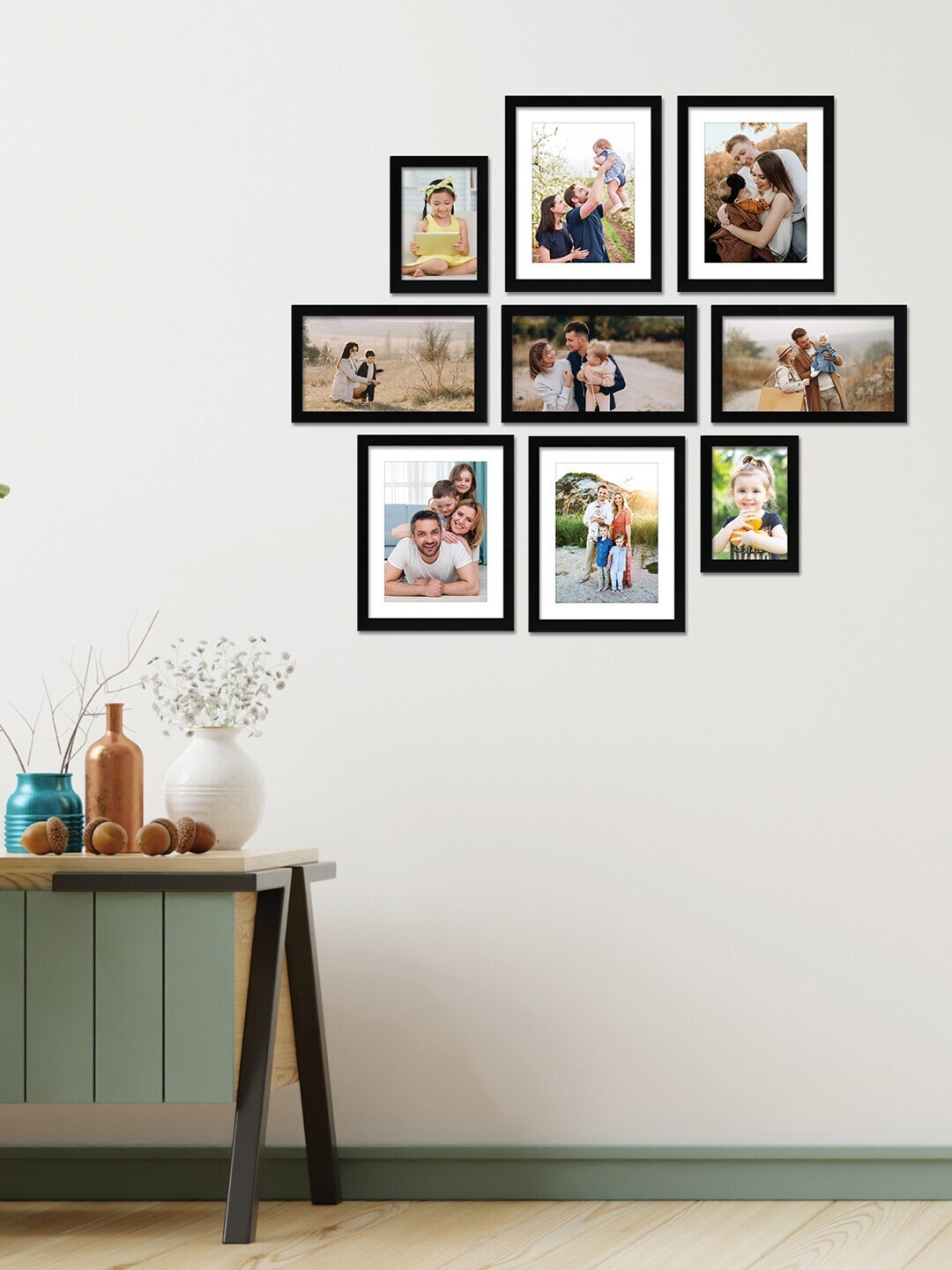 

RANDOM Set Of 9 Black Individual Photo Frames