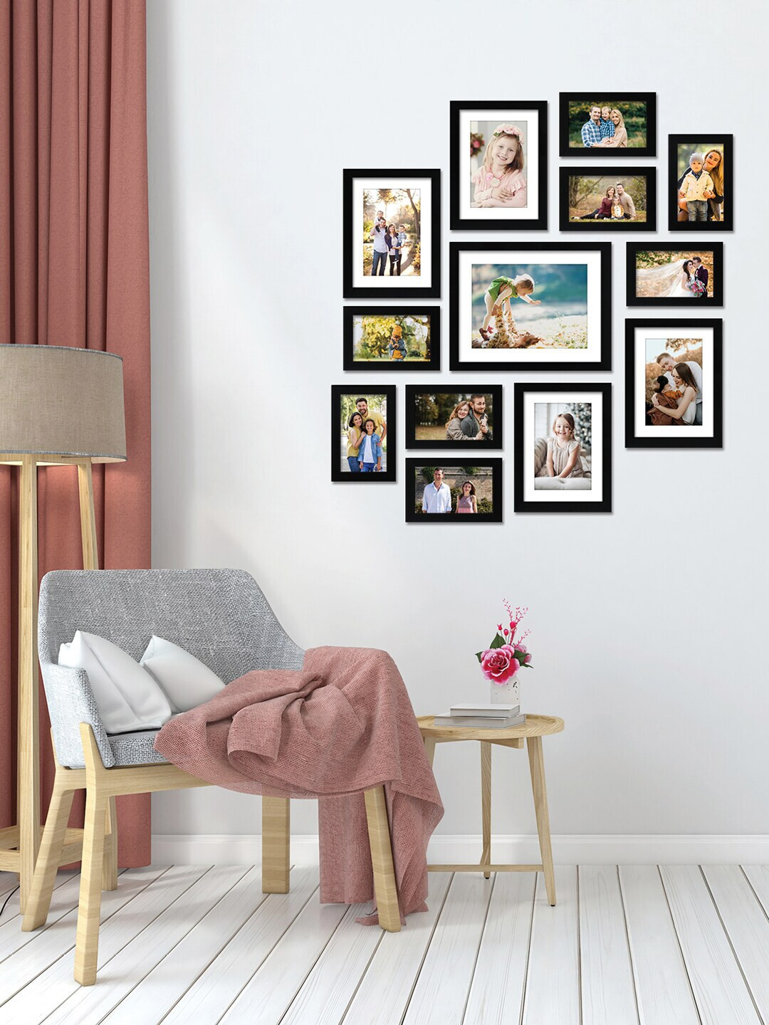 

RANDOM Set Of 13 Black Solid Individual Wall Photo Frames