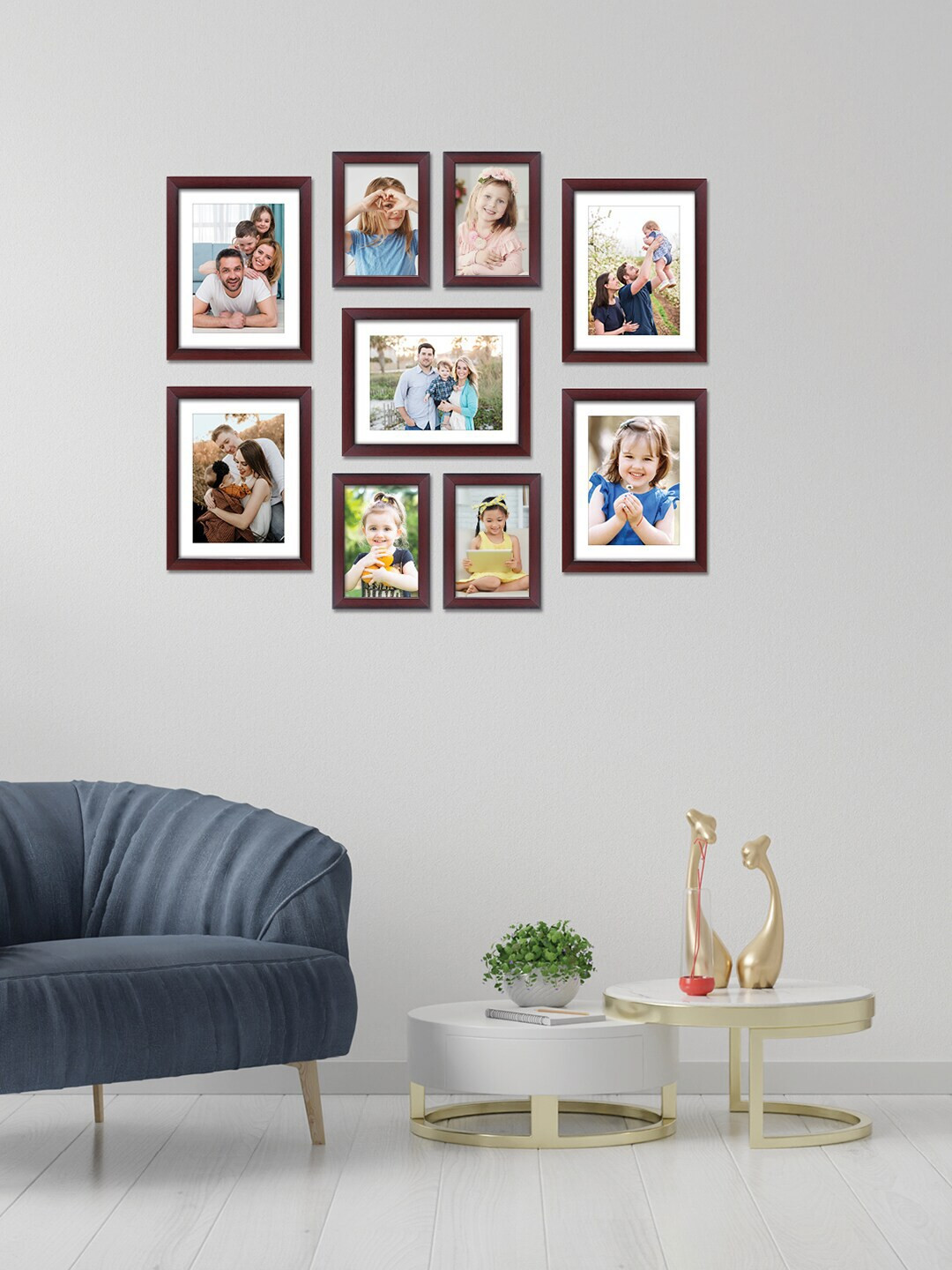

RANDOM Set Of 9 Burgundy Solid Individual Photo Frames