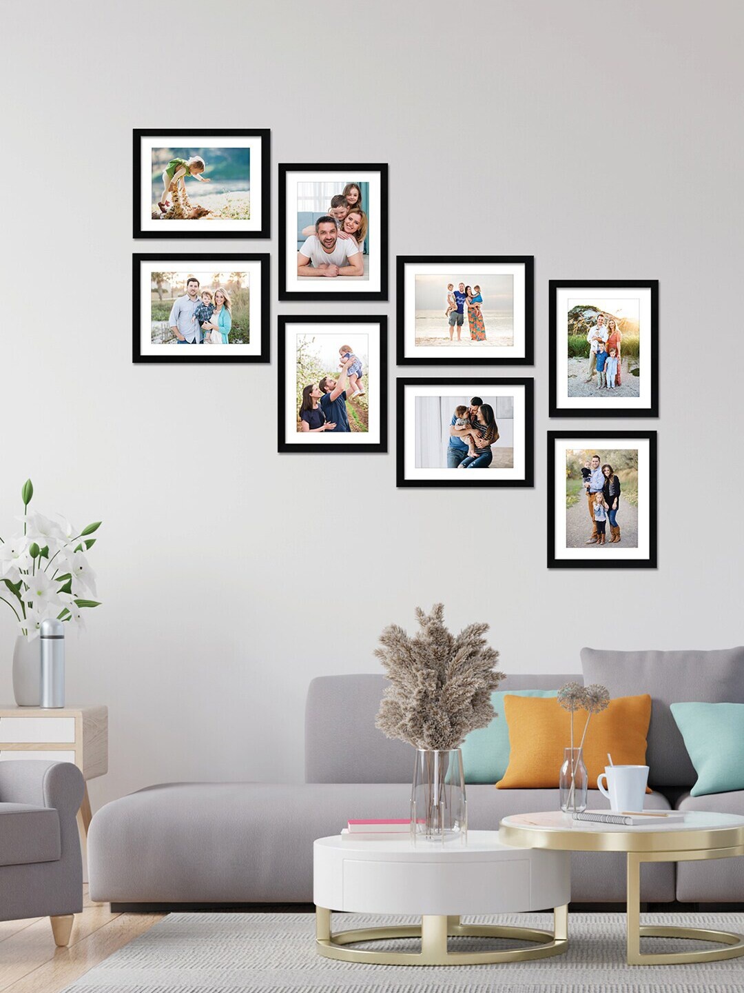 

RANDOM Set of 8 Black Solid Individual Photo Frames