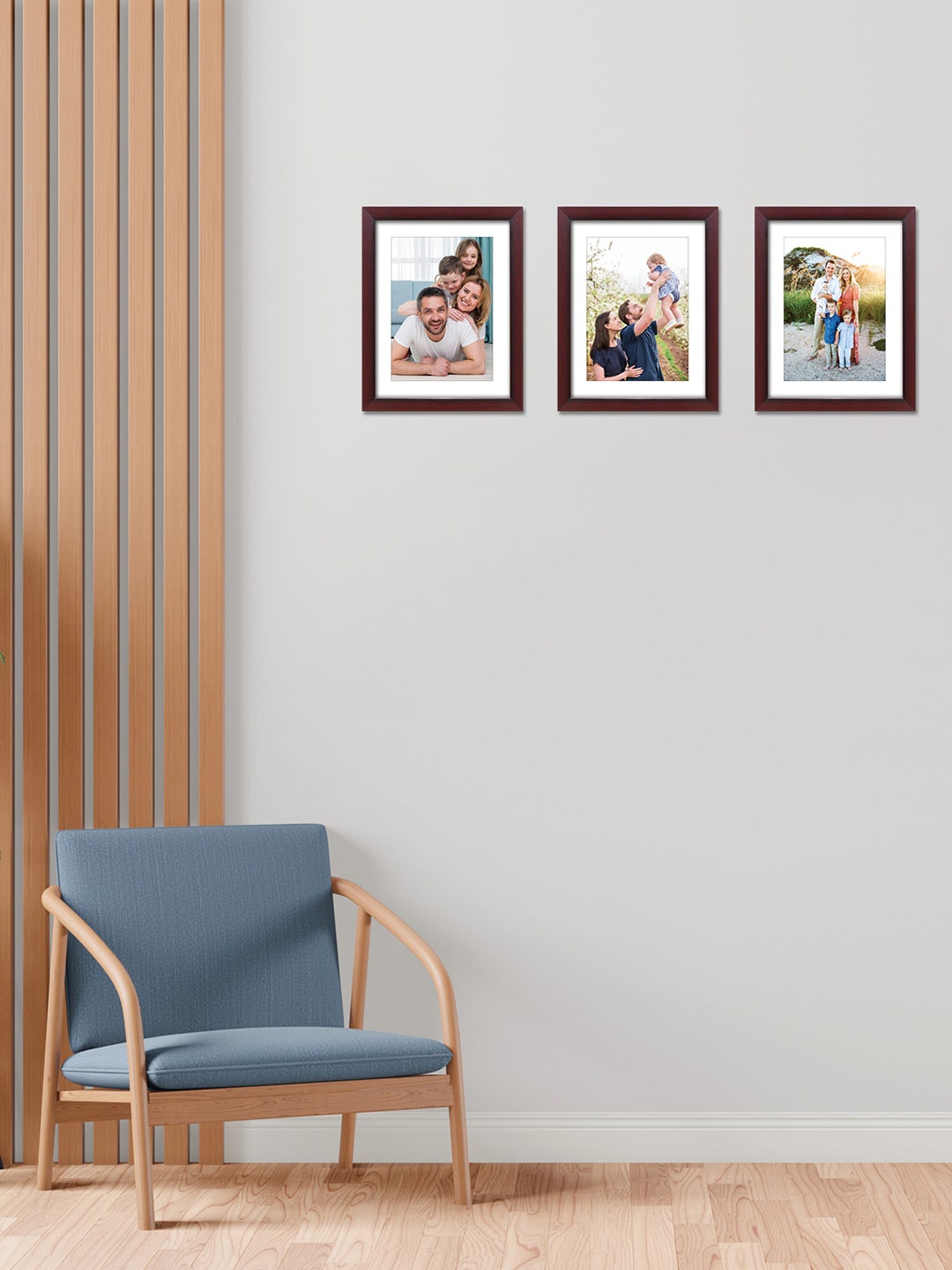 

RANDOM Set Of 3 Burgundy Solid Individual Wall Photo Frames