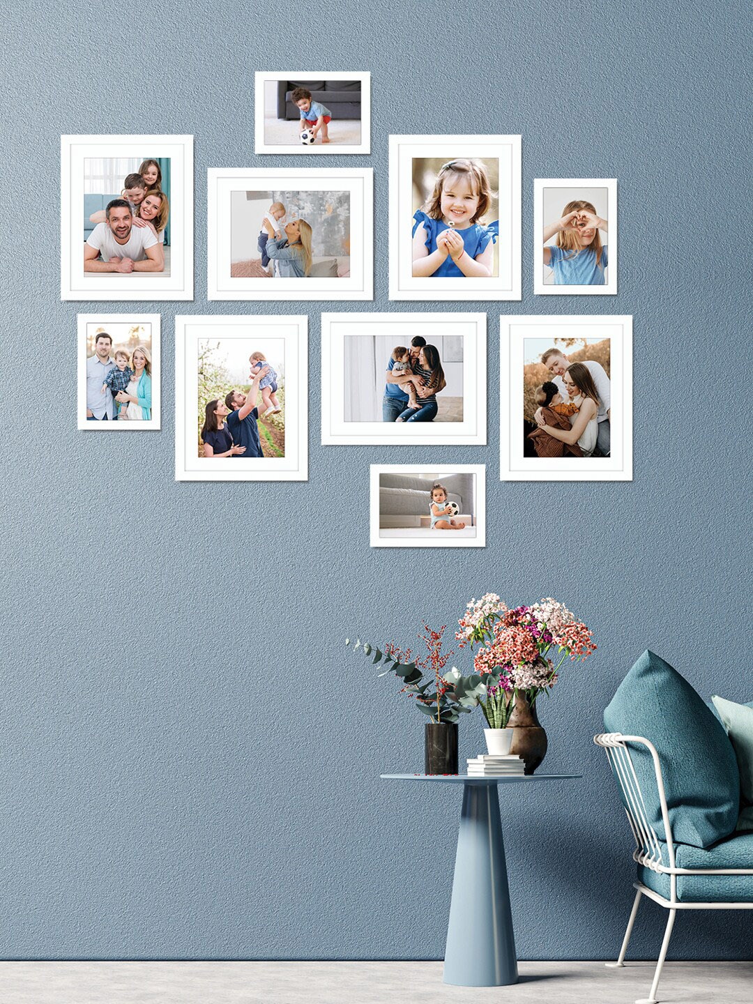 

RANDOM Set Of 10 White Solid Individual Wall Photo Frames