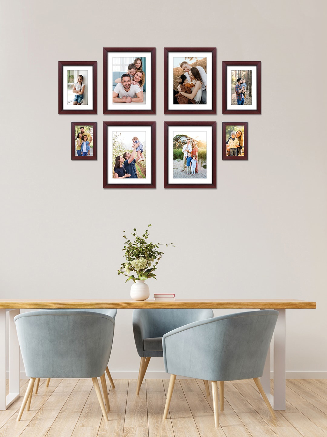 

RANDOM Set Of 8 Burgundy Solid Individual Wall Photo Frames