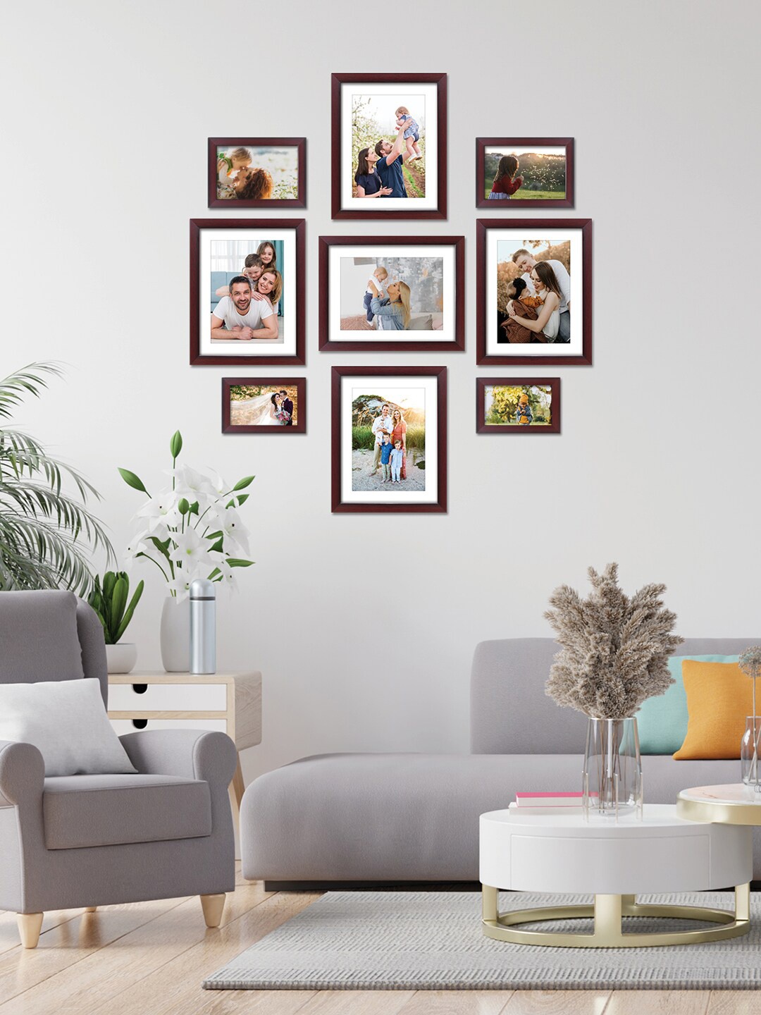 

RANDOM Set Of 9 Burgundy Solid Individual Wall Photo Frames