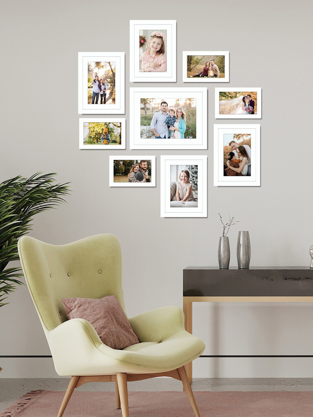 

RANDOM Set Of 9 White Solid Individual Wall Photo Frames