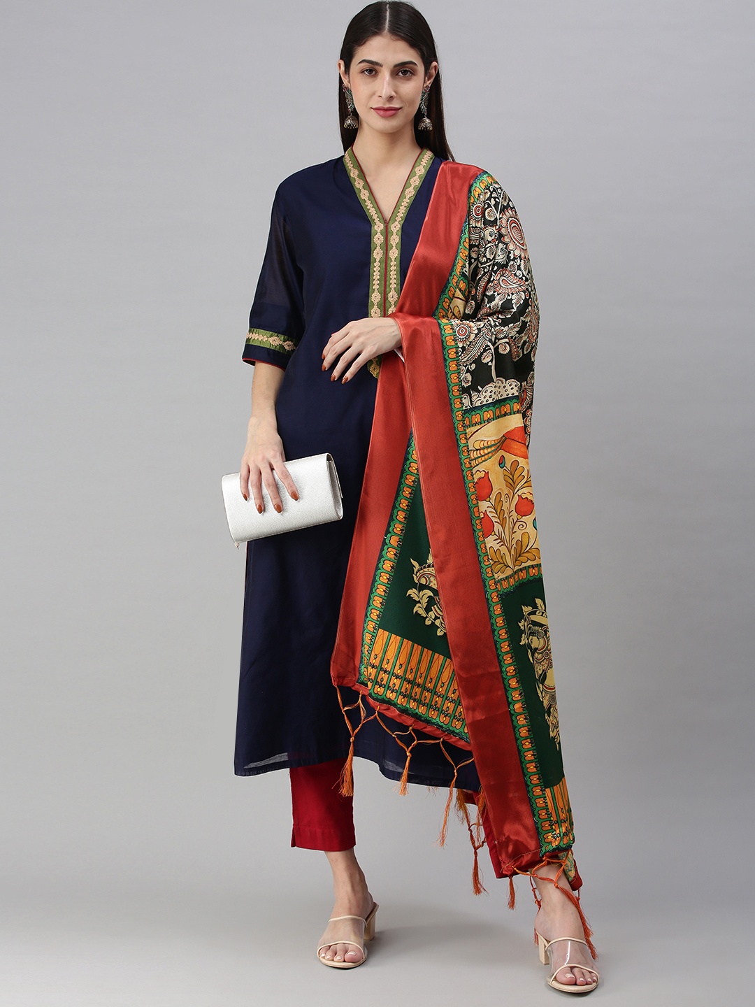 

flaher Black Printed Art Silk Dupatta