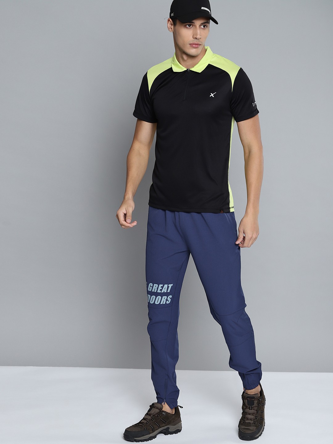 

HRX By Hrithik Roshan Outdoor Men Medieval Blue Lycra Typography Tracksuits, Navy blue