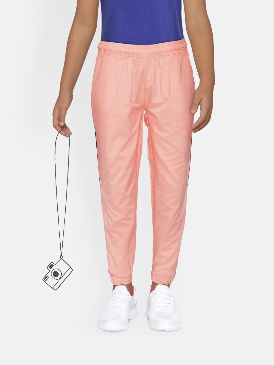 

HRX by Hrithik Roshan Girls Peach-Coloured Solid Rapid-Dry Joggers