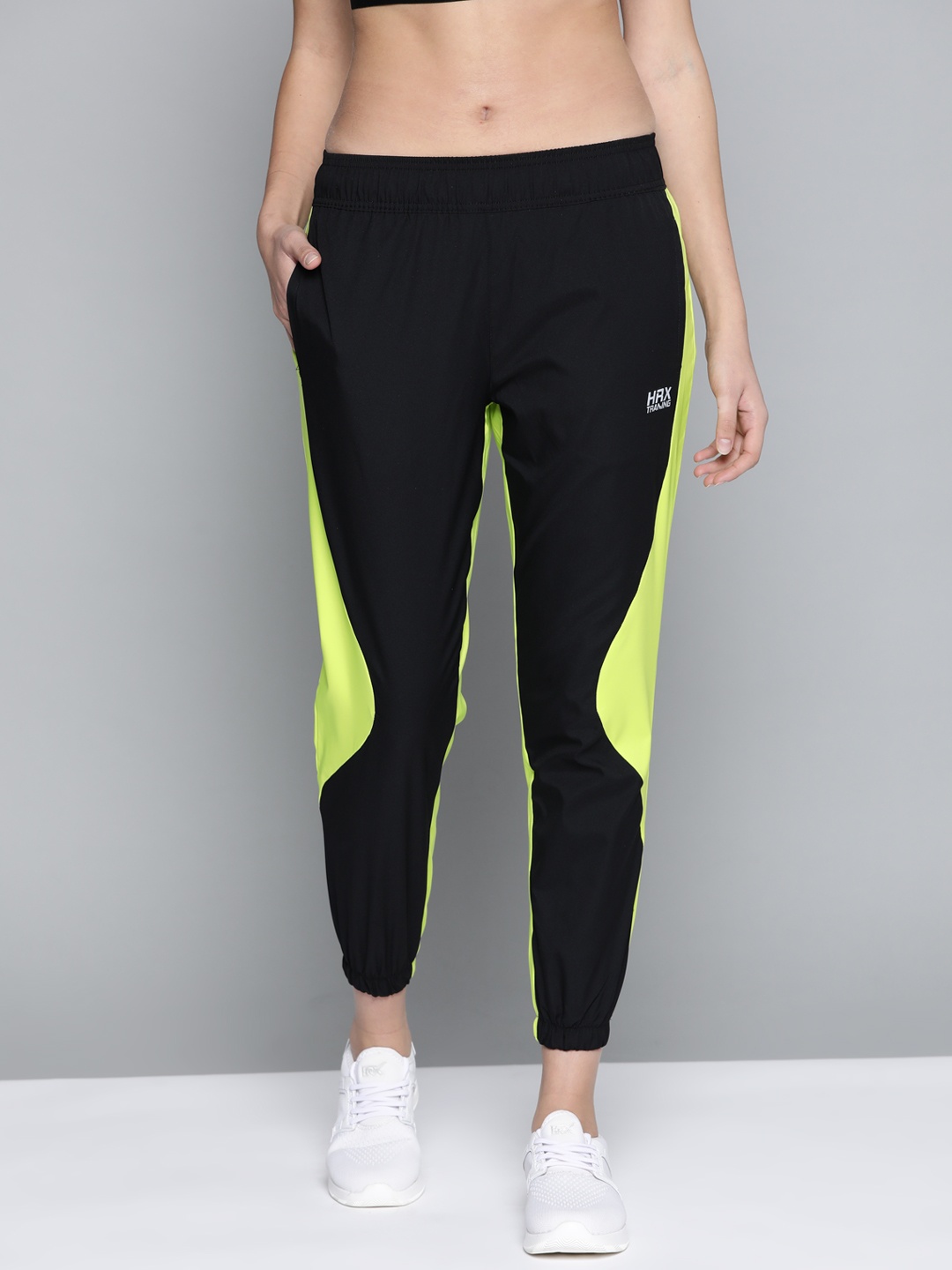 

HRX by Hrithik Roshan Training Women Jet Black Rapid-Dry Colourblock Joggers