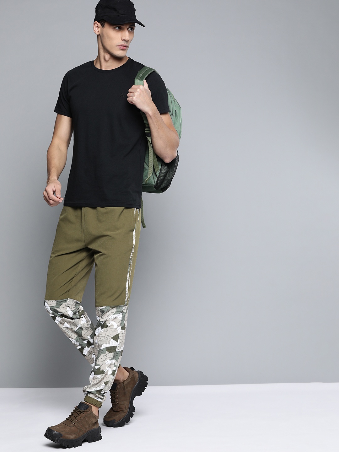 

HRX By Hrithik Roshan Outdoor Men Uniform Green Lycra Camouflage Track Pants, Olive
