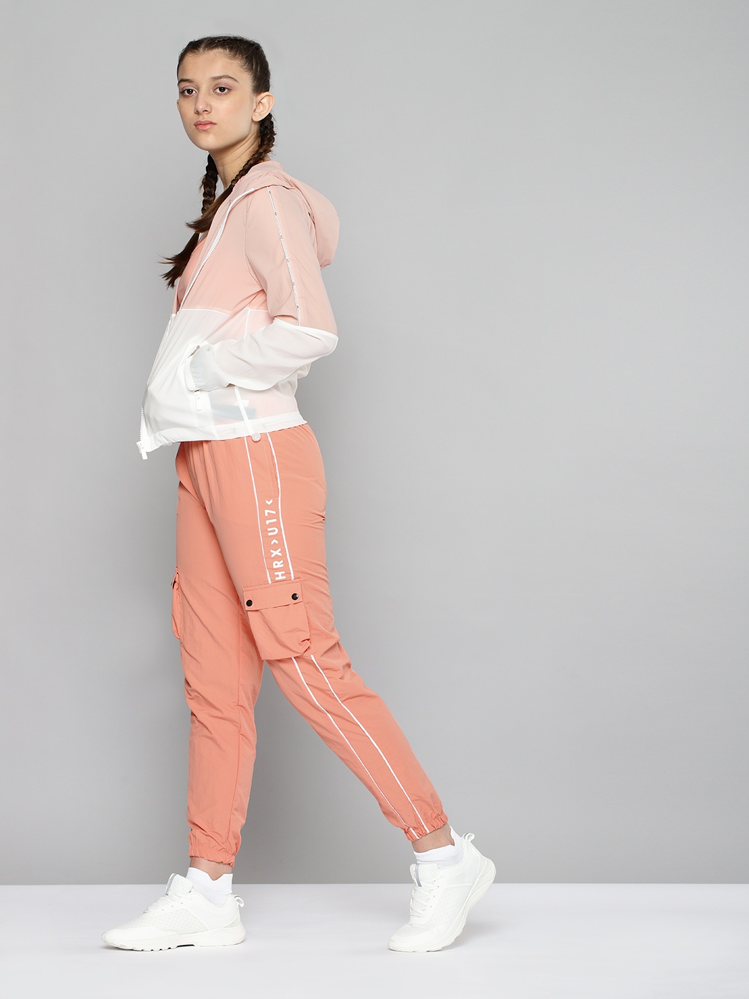 

HRX by Hrithik Roshan U17 Girls Peach Coloured Solid Joggers