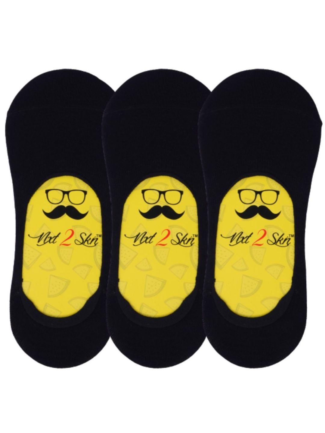 

N2S NEXT2SKIN Men Pack Of 3 Solid Shoe Liners, Black
