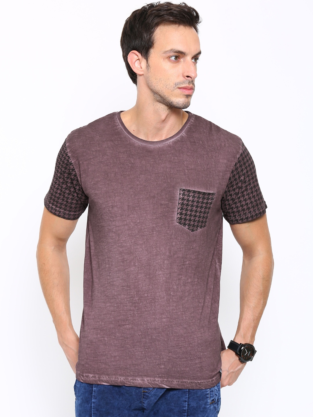 

Locomotive Men Burgundy Round Neck Pure Cotton T-shirt