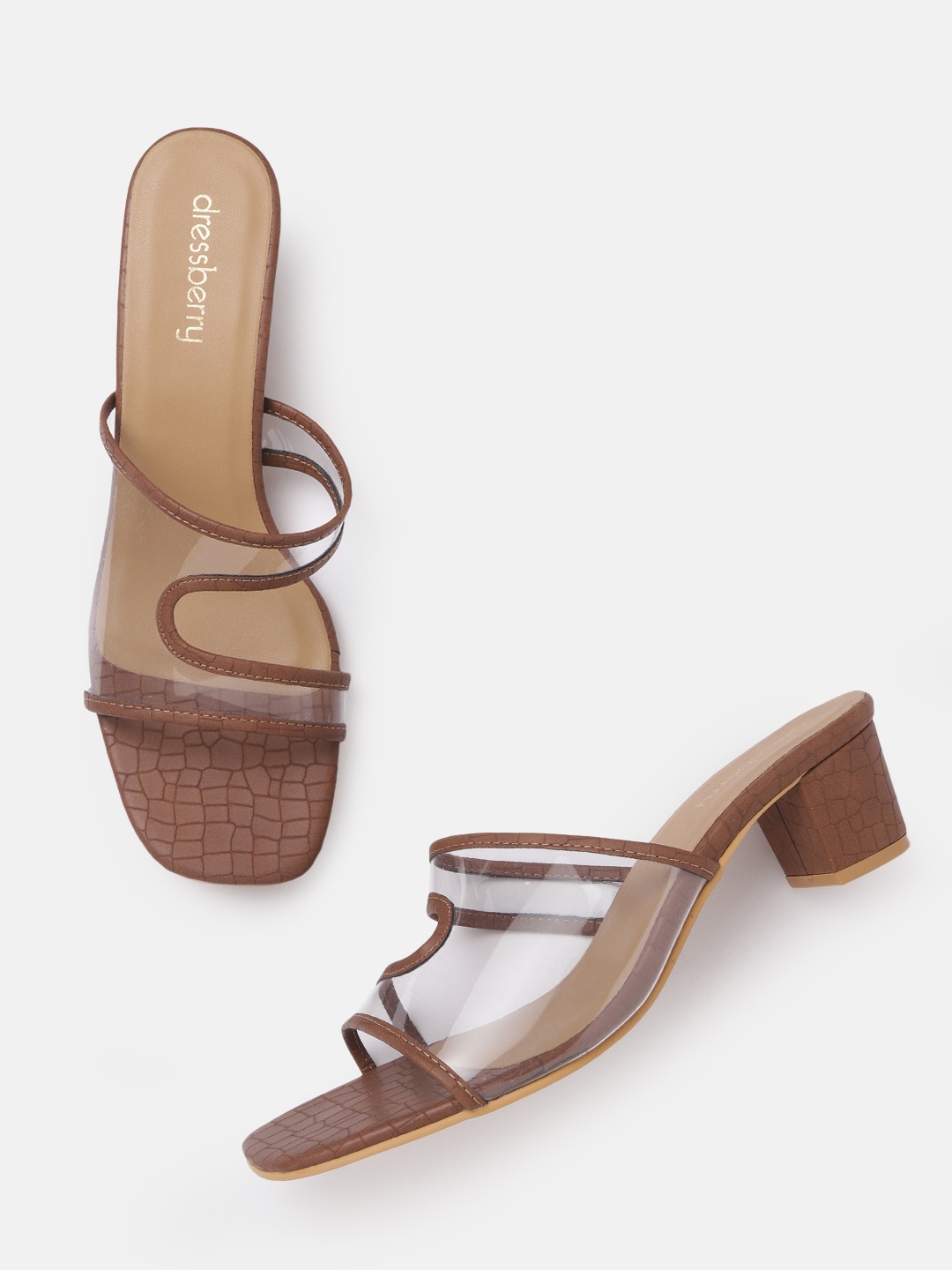 

DressBerry Women Transparent & Brown Block Heels