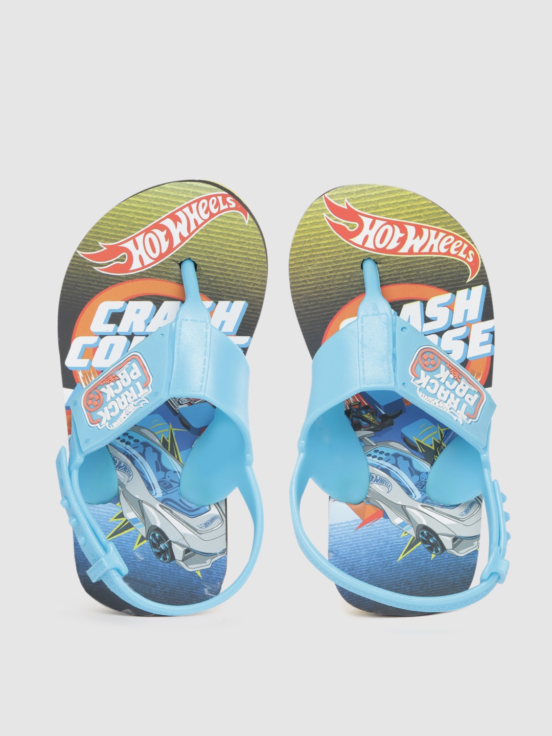 

toothless Boys Blue & Yellow Hot Wheels Print Thong Flip-Flops