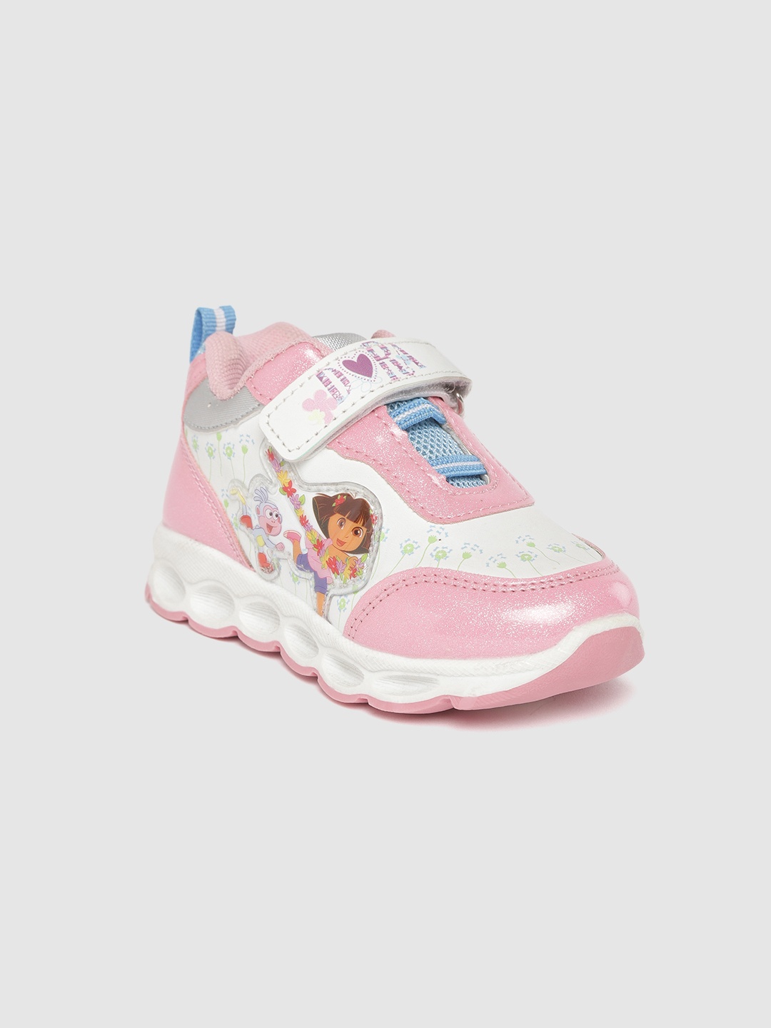 

toothless Girls White & Pink Dora Print Walking Shoes