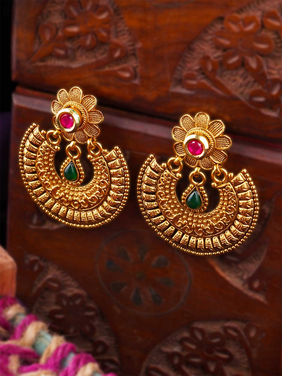 

Adwitiya Collection Gold Contemporary Drop Earrings