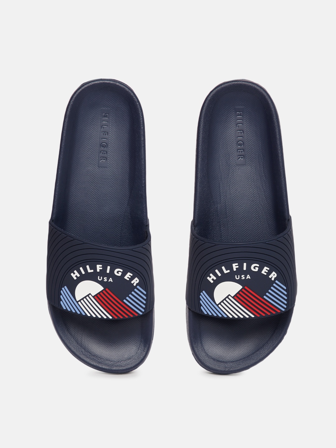 

Tommy Hilfiger Men Navy Blue Printed Sliders