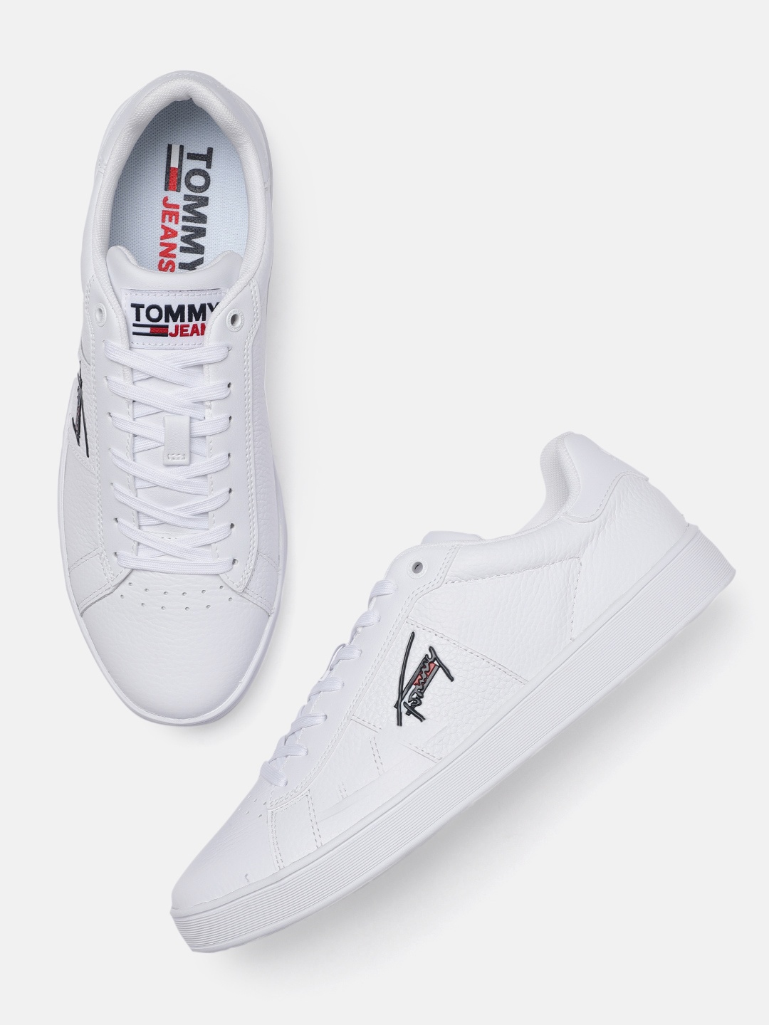 

Tommy Hilfiger Men White Solid Cupsole TJM Leather Sneakers