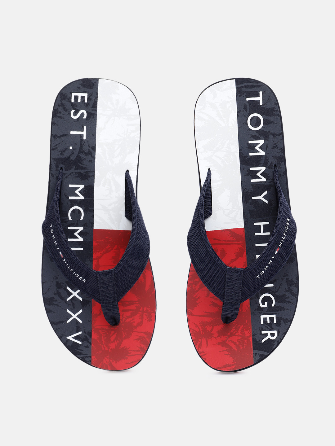 

Tommy Hilfiger Men Navy Blue & Red PALM BEACH Colourblocked Thong Flip-Flops