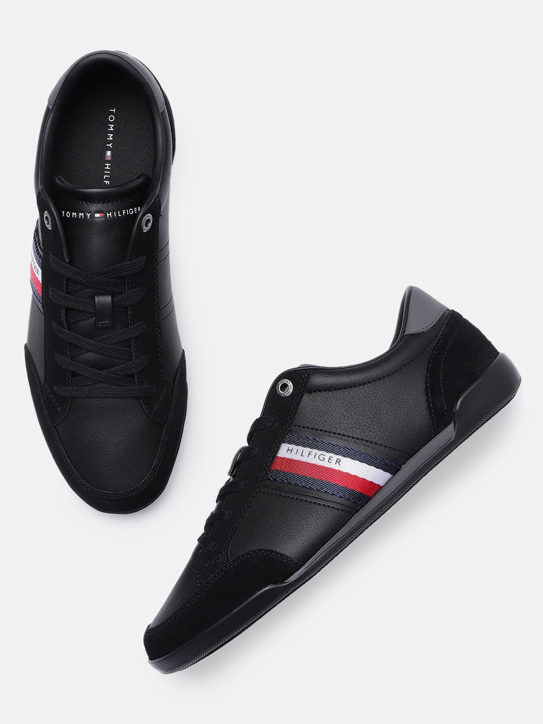 

Tommy Hilfiger Men Black Leather Sneakers