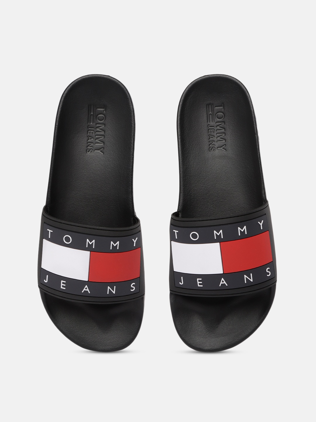 

Tommy Hilfiger Men Black & Navy Blue Colourblocked Sliders