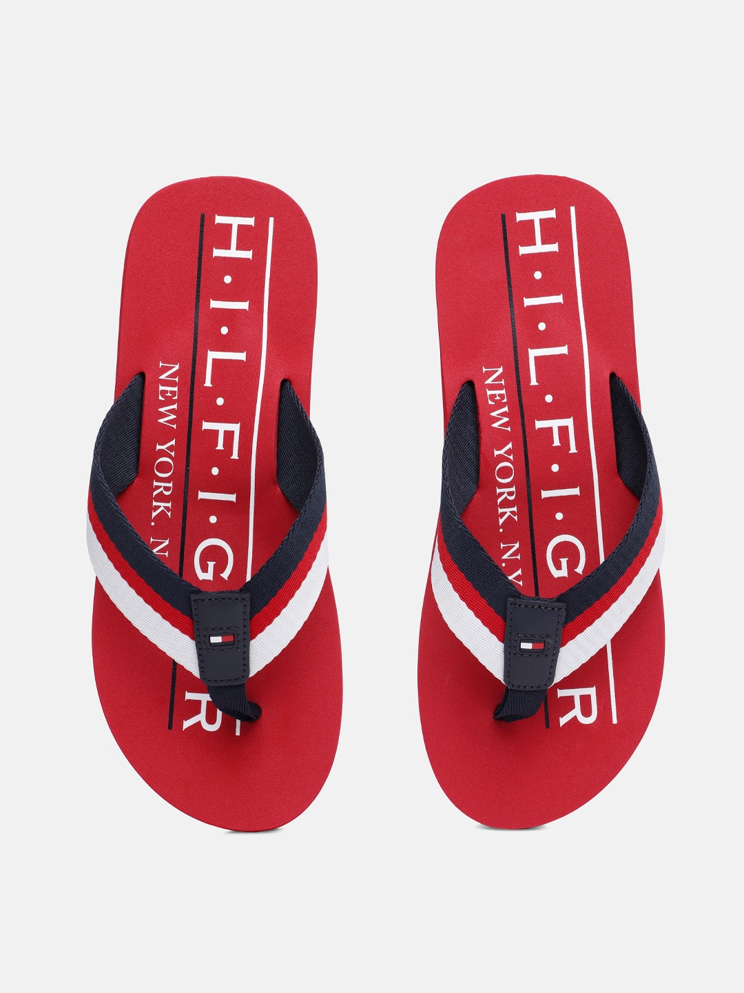 

Tommy Hilfiger Men Red & Navy Blue BEACH Printed Thong Flip-Flops