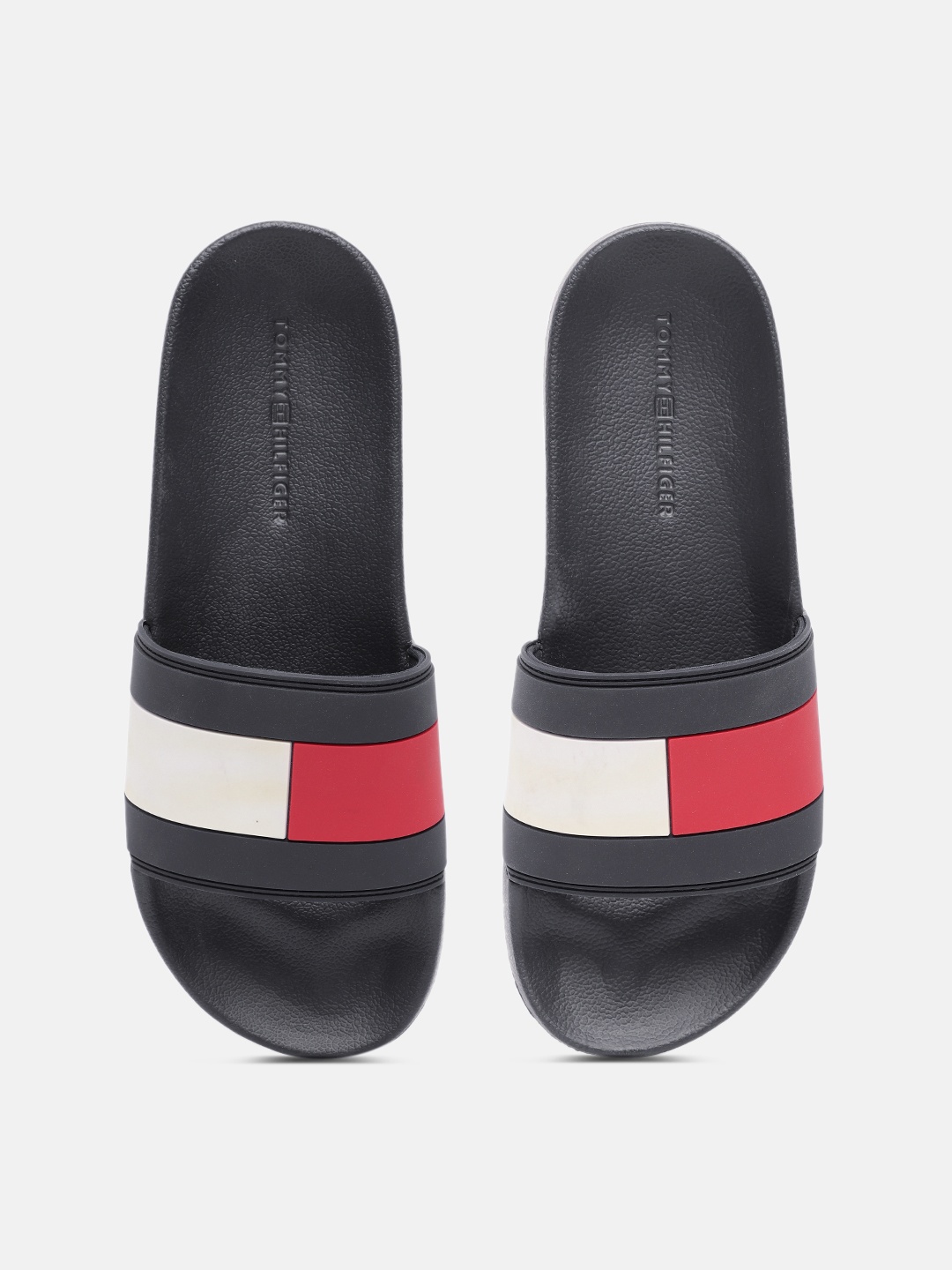 

Tommy Hilfiger Men Navy Blue & Red Colourblocked Sliders