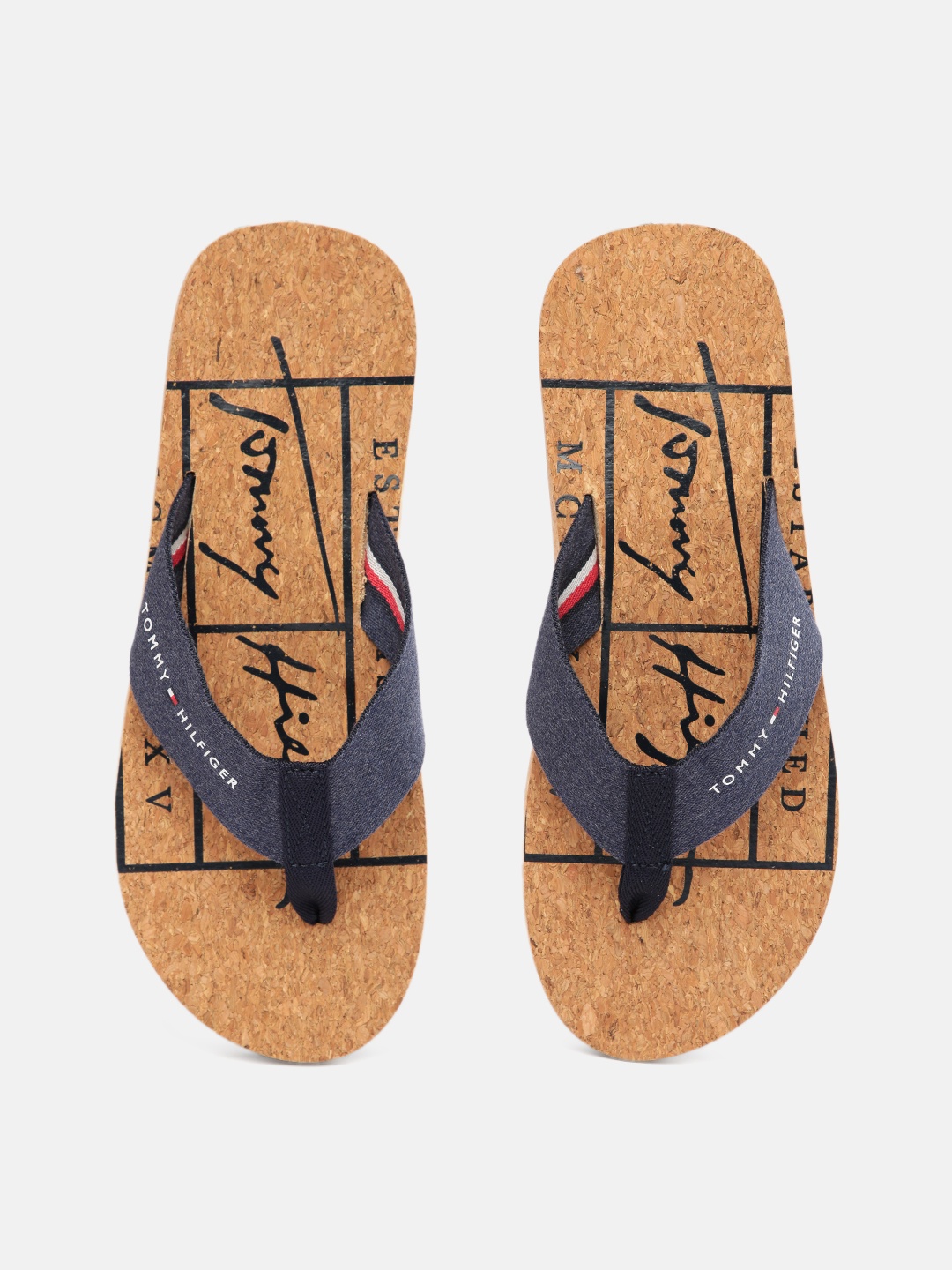 

Tommy Hilfiger Men Brown and Blue Printed Flip Flops