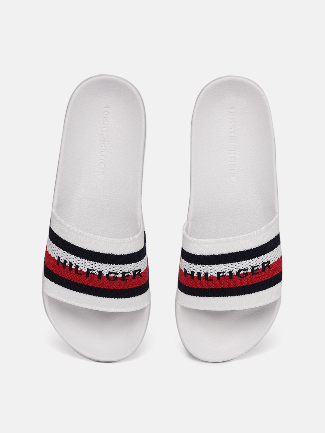 

Tommy Hilfiger Men White & Red Colourblocked Sliders