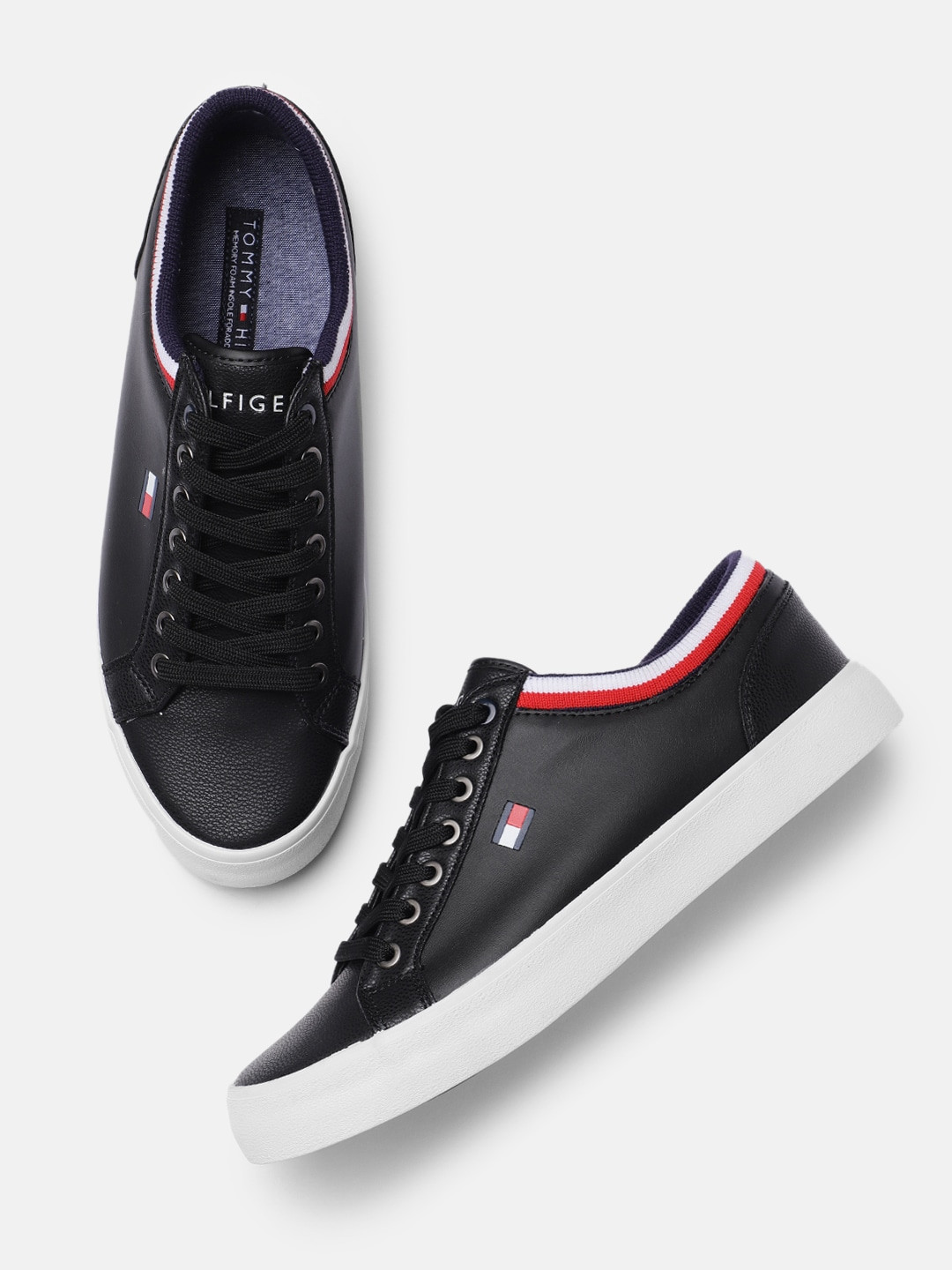 

Tommy Hilfiger Men Black Solid Regular Sneakers
