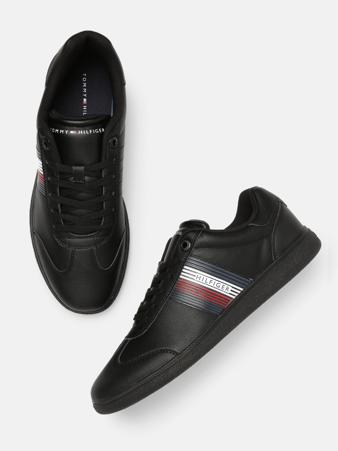 

Tommy Hilfiger Men Black Leather Sneakers