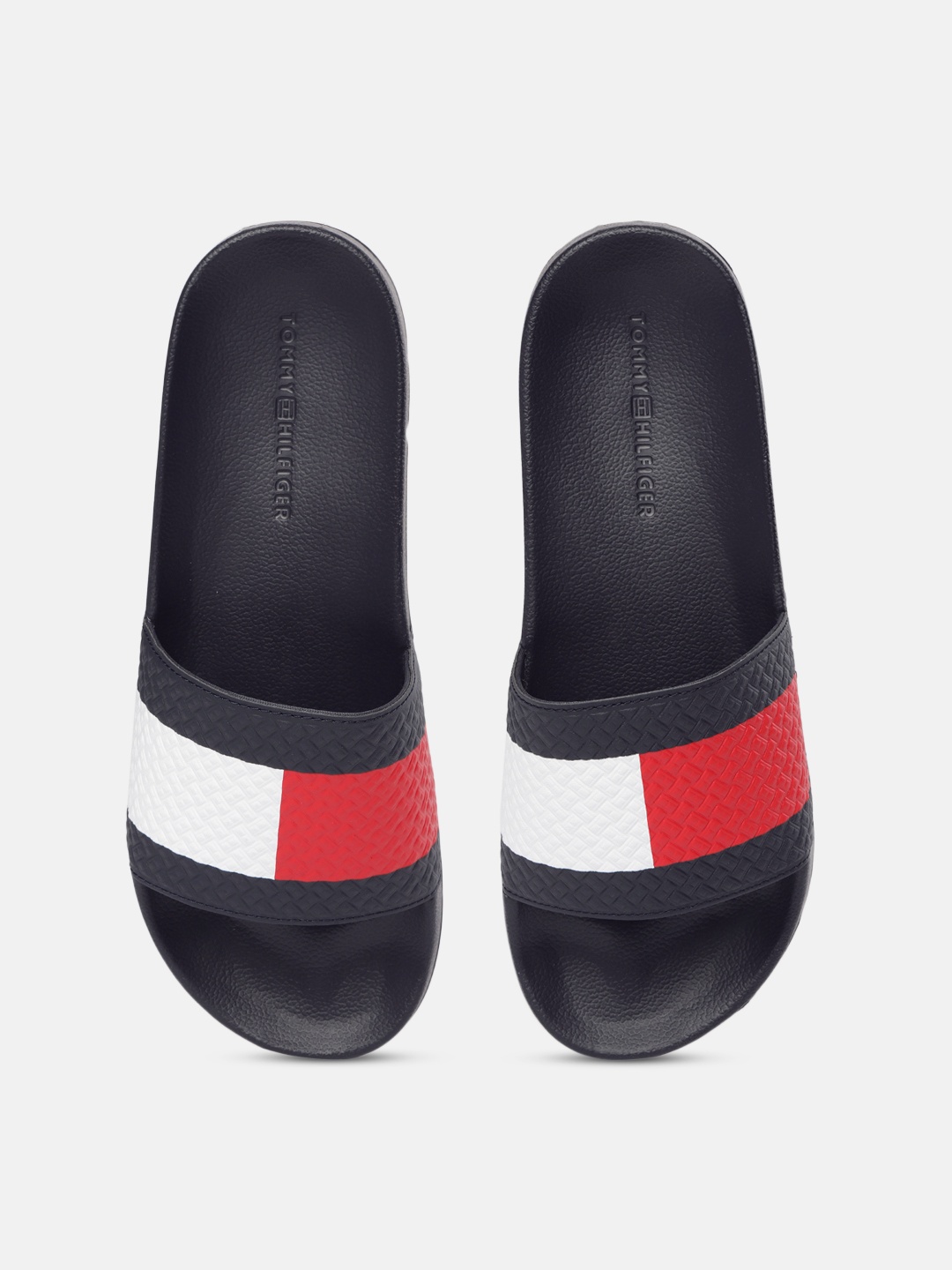 

Tommy Hilfiger Men Navy Blue & Red Colourblocked Pool Sliders