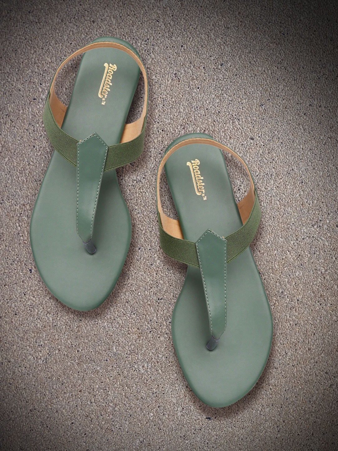 

Roadster Women Green Solid T-Strap Flats