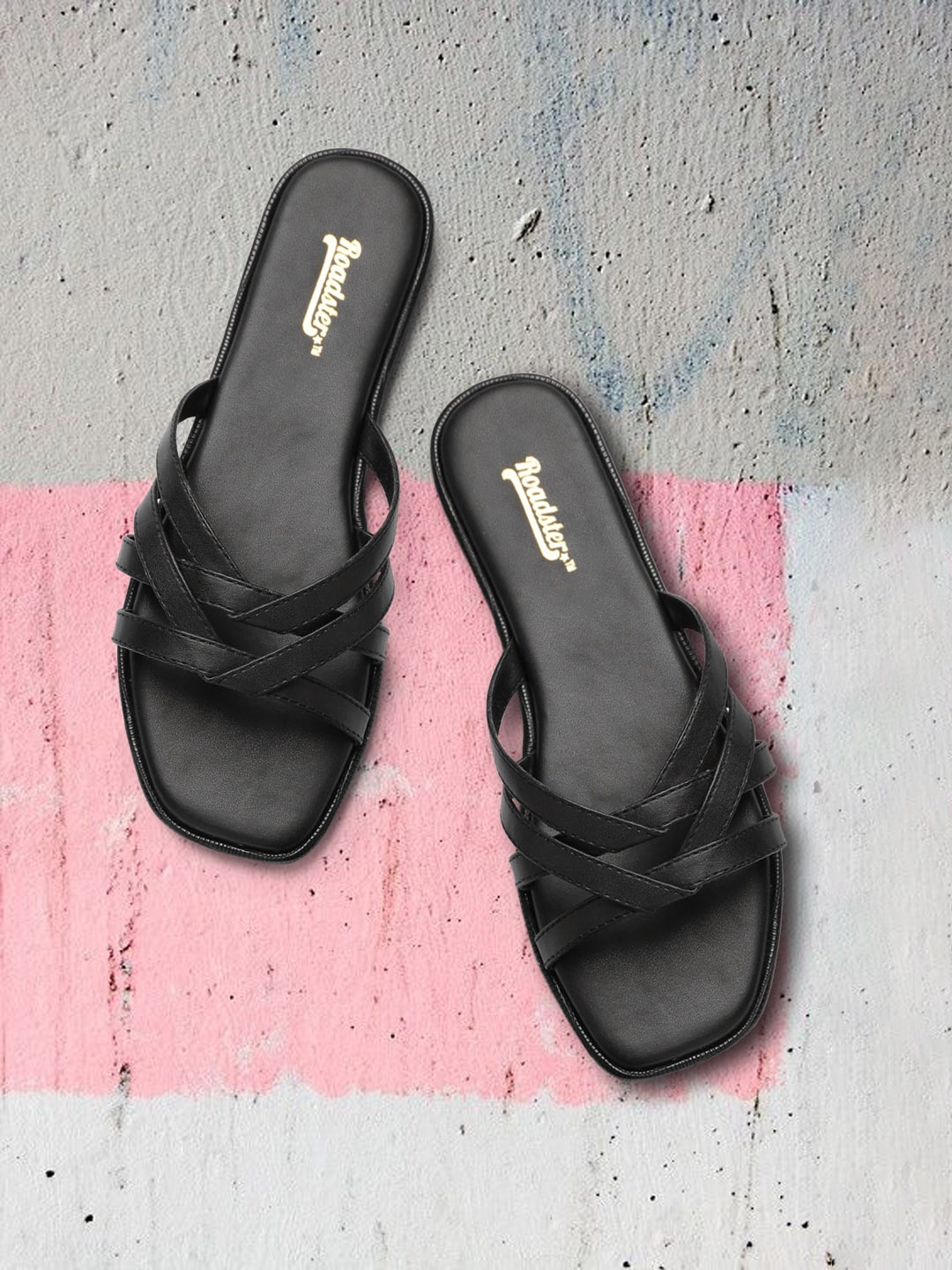 

Roadster Women Black Open Toe Flats